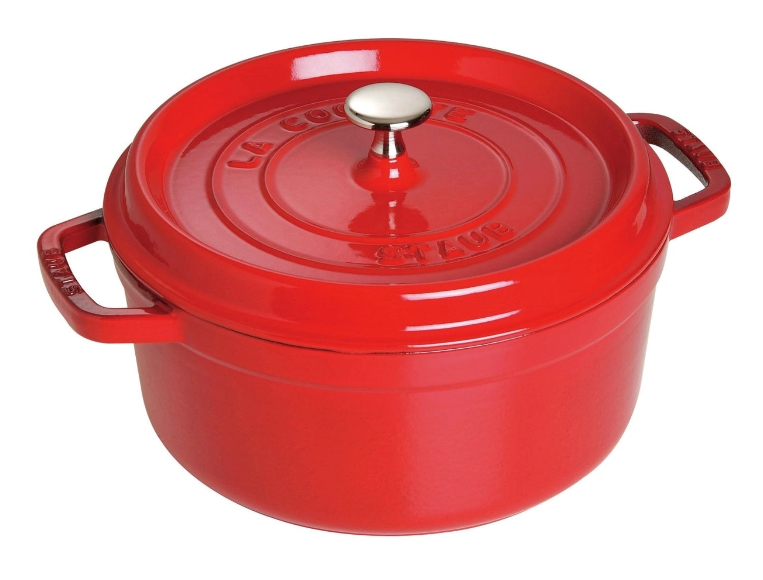 Cocotte 18cm, rund, Kirsch-Rot, Gusseisen 1.7l in Rot präsentiert im Onlineshop von KAQTU Design AG. Pfanne/Topf ist von Staub