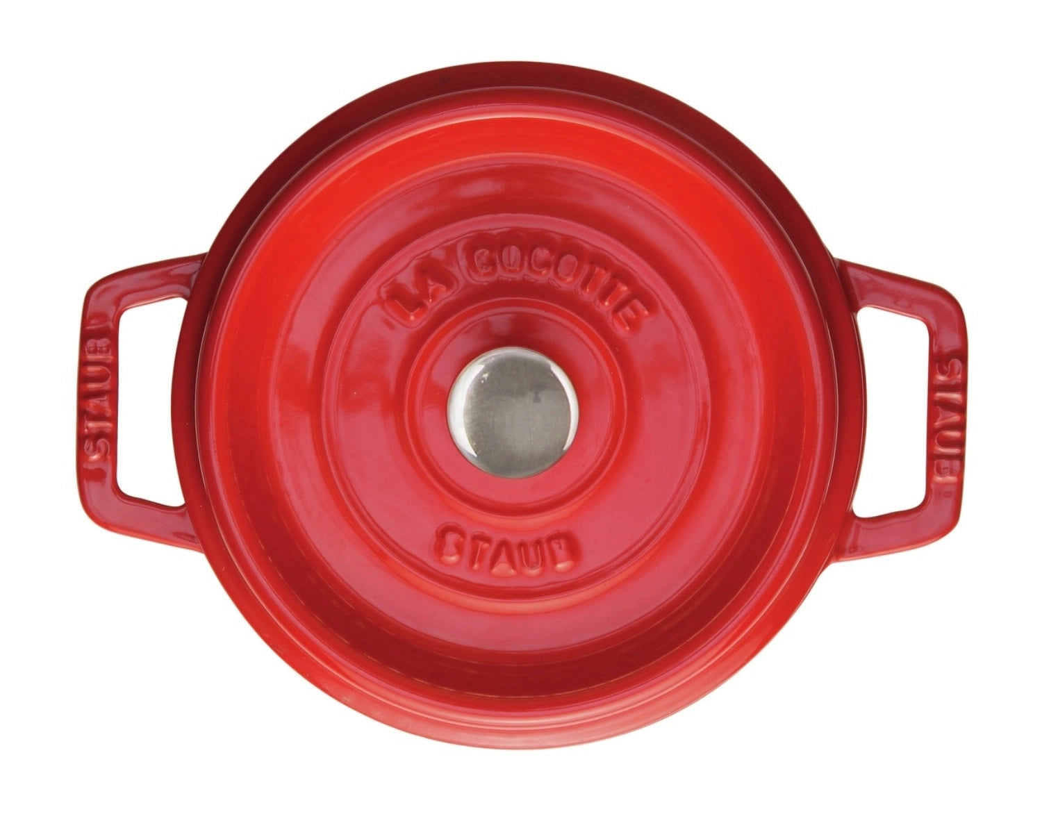 Runde Cocotte in leuchtendem Kirsch-Rot, 22 cm, aus langlebigem Gusseisen, ideal für schmackhafte Gerichte und stilvolle Präsentation.