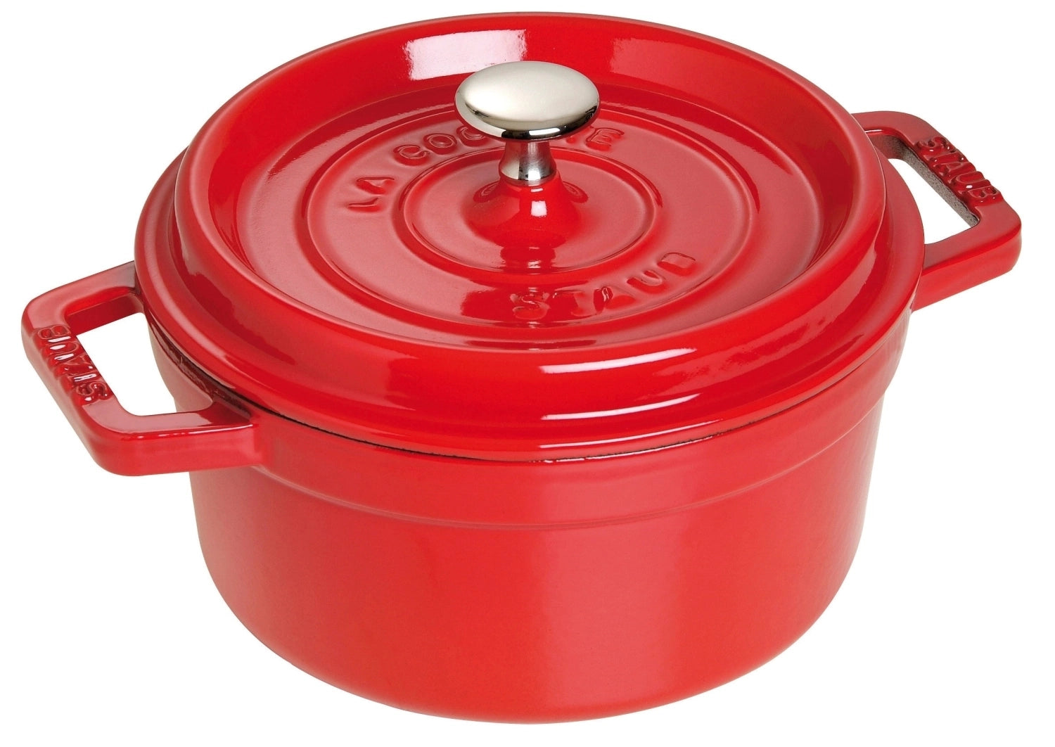 Cocotte 24cm, rund, Kirsch-Rot, Gusseisen 3.8l in Rot präsentiert im Onlineshop von KAQTU Design AG. Pfanne/Topf ist von Staub