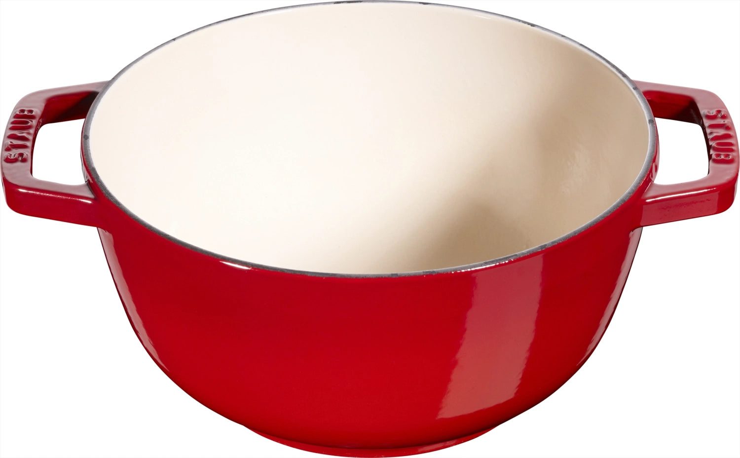 Elegantes Fondue Set in leuchtendem Kirsch-Rot, 16 cm Durchmesser, ausgestattet mit zwei Griffen für einfachen Transport. Ideal für gesellige Anlässe.