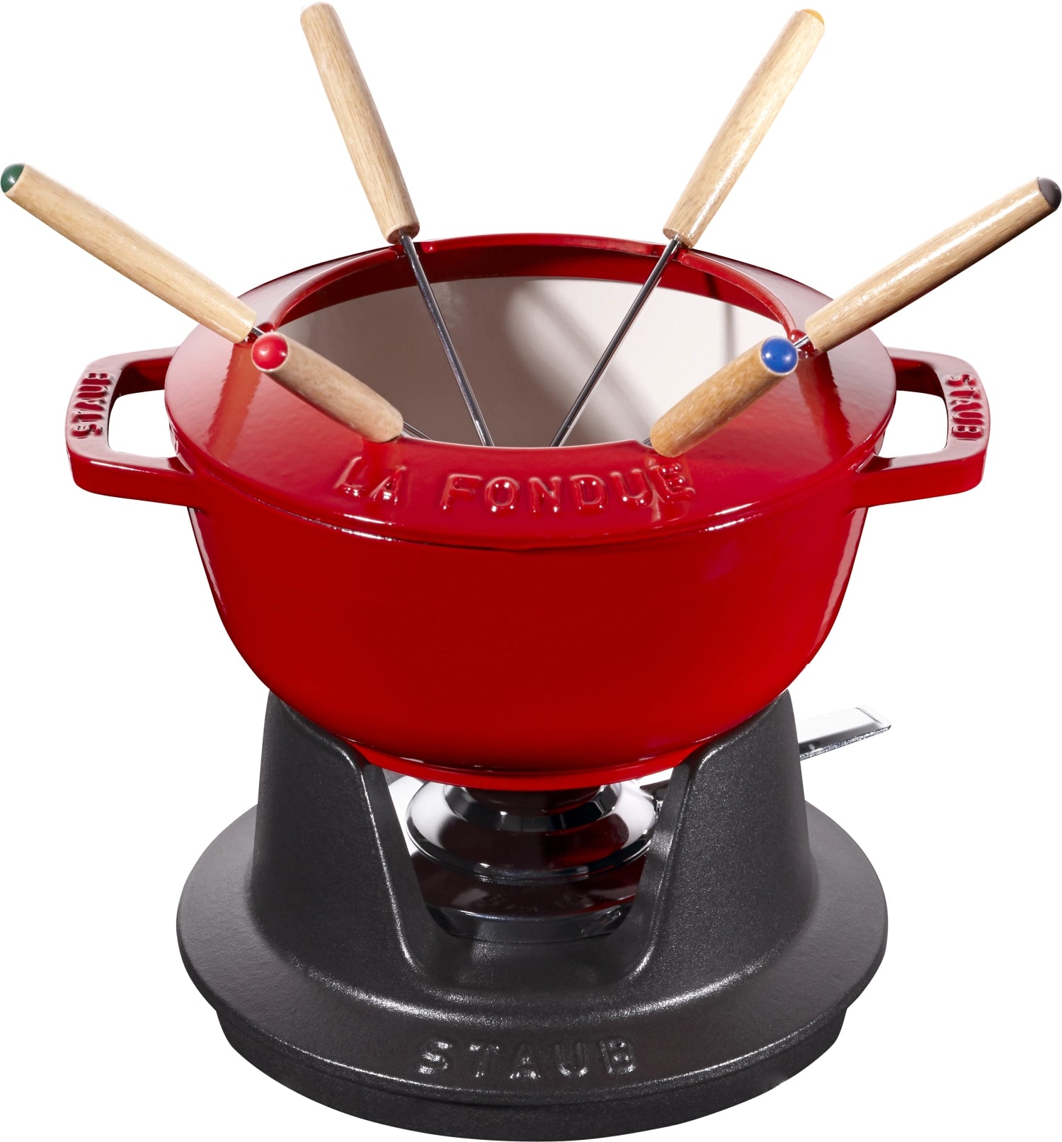 Fondue Set Kirsch-Rot m. 2 Griffen, rund. 18cm in Rot präsentiert im Onlineshop von KAQTU Design AG. Geschirr ist von Staub