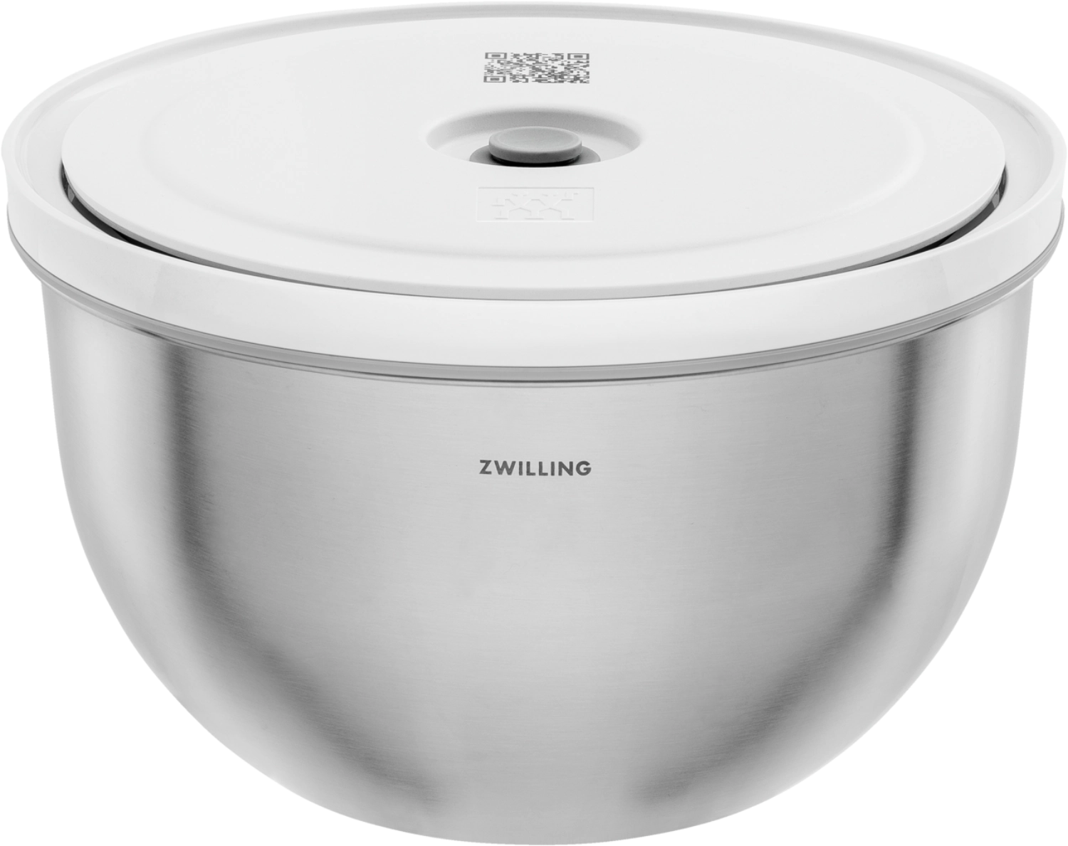 Hochwertige Vakuumschüssel aus Edelstahl von Zwilling, ideal für die langanhaltende Frische und Aufbewahrung von Speisen.