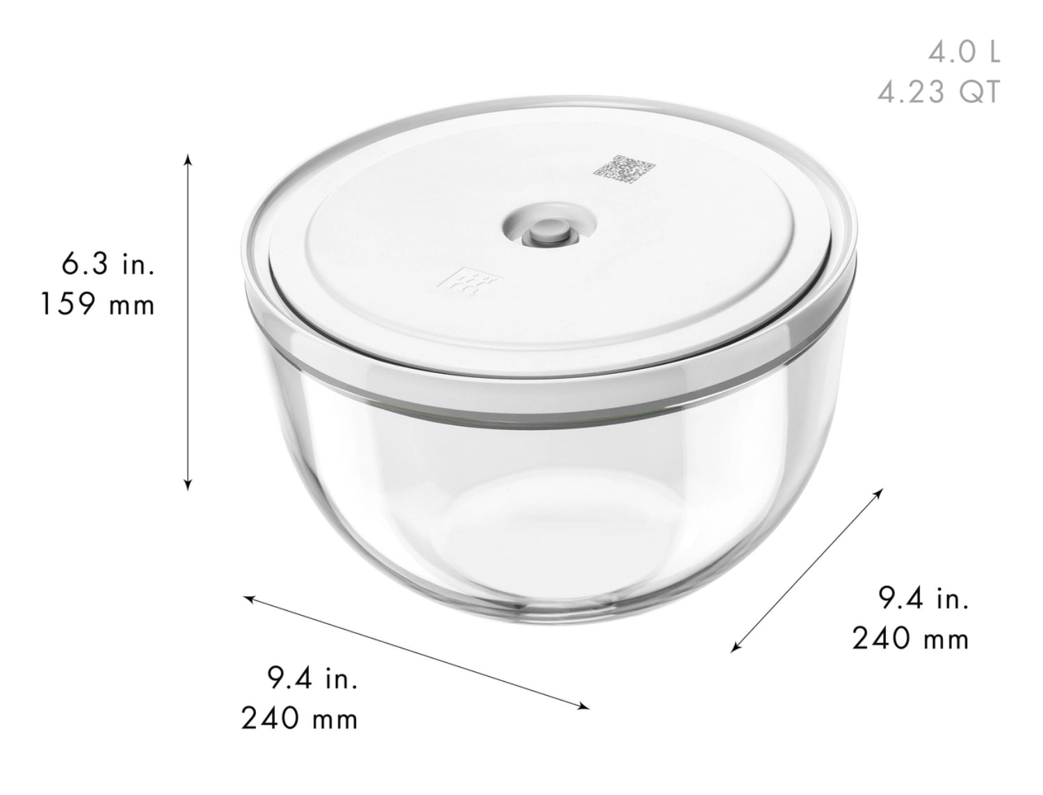 Elegantes 6-teiliges Vakuumschüssel-Set aus Glas von Zwilling, ideal für die luftdichte Lagerung und längere Frische von Speisen.