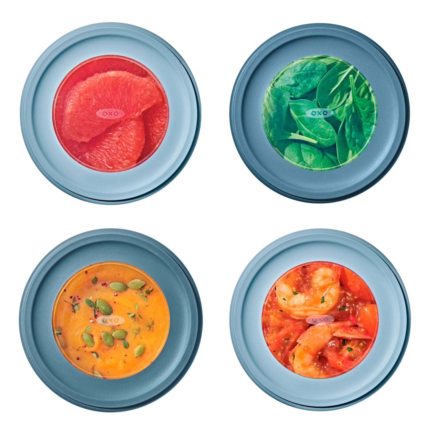Praktisches 2er Set OXO Good Grips Twist & Stack Aufbewahrungsboxen (900ml) für platzsparende und vielseitige Lebensmittelorganisation in der Küche.