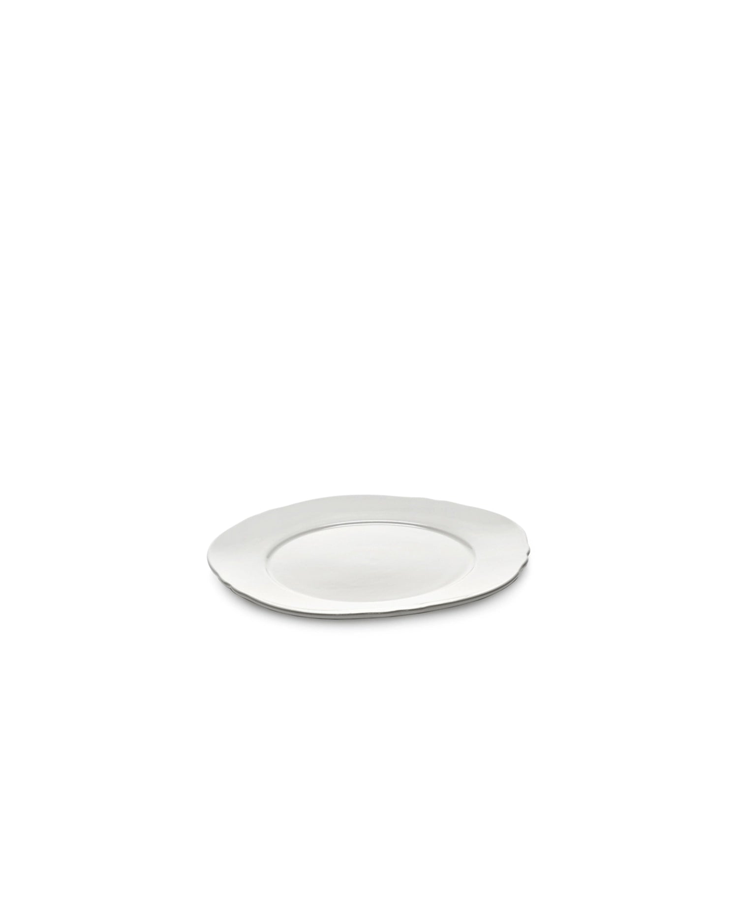 Eleganter flacher Silhouette Teller aus hochwertigem weißen Porzellan, Durchmesser 17 cm, ideal für stilvolle Tischdekoration.