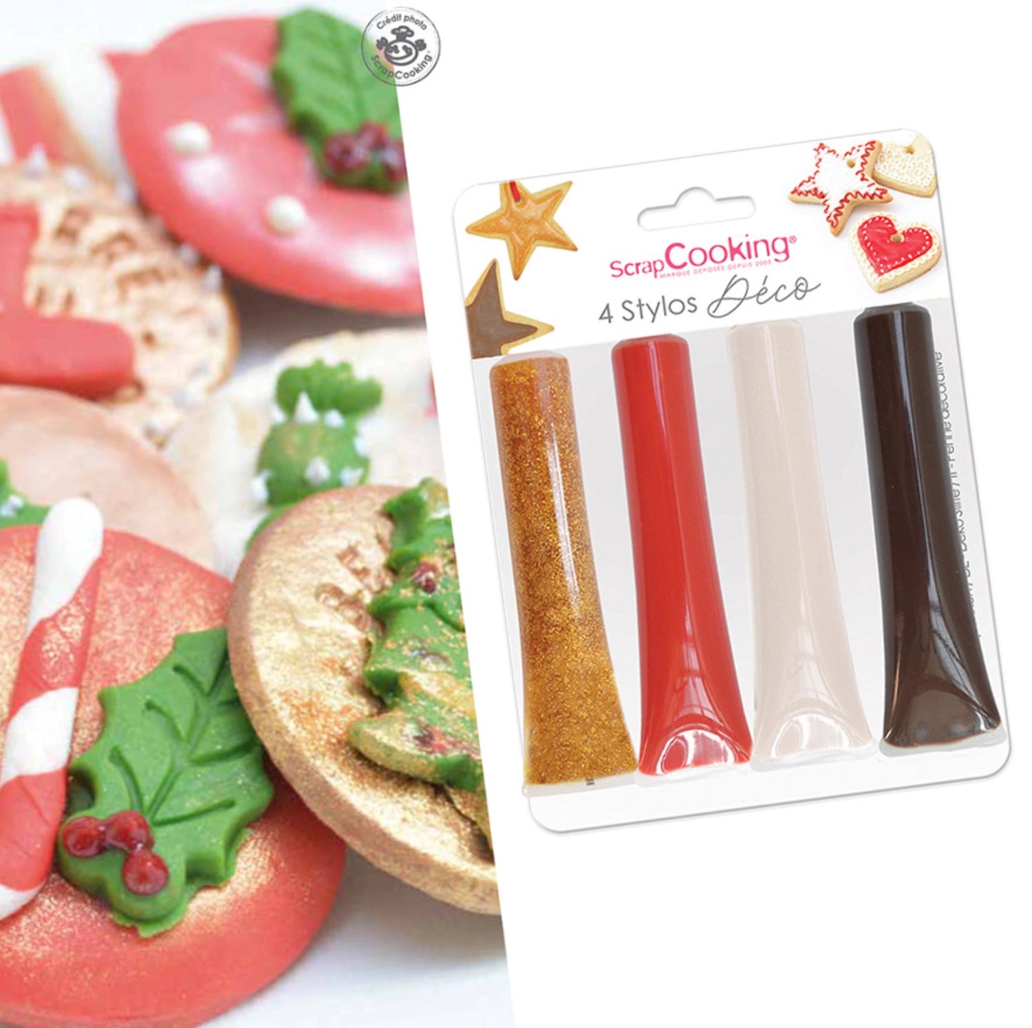 Vielseitiges 4er Set Zuckergussstifte in Gold, Rot, Weiß und Braun (26g) für kreative Backprojekte und Dekorationen von Scrap Cooking.