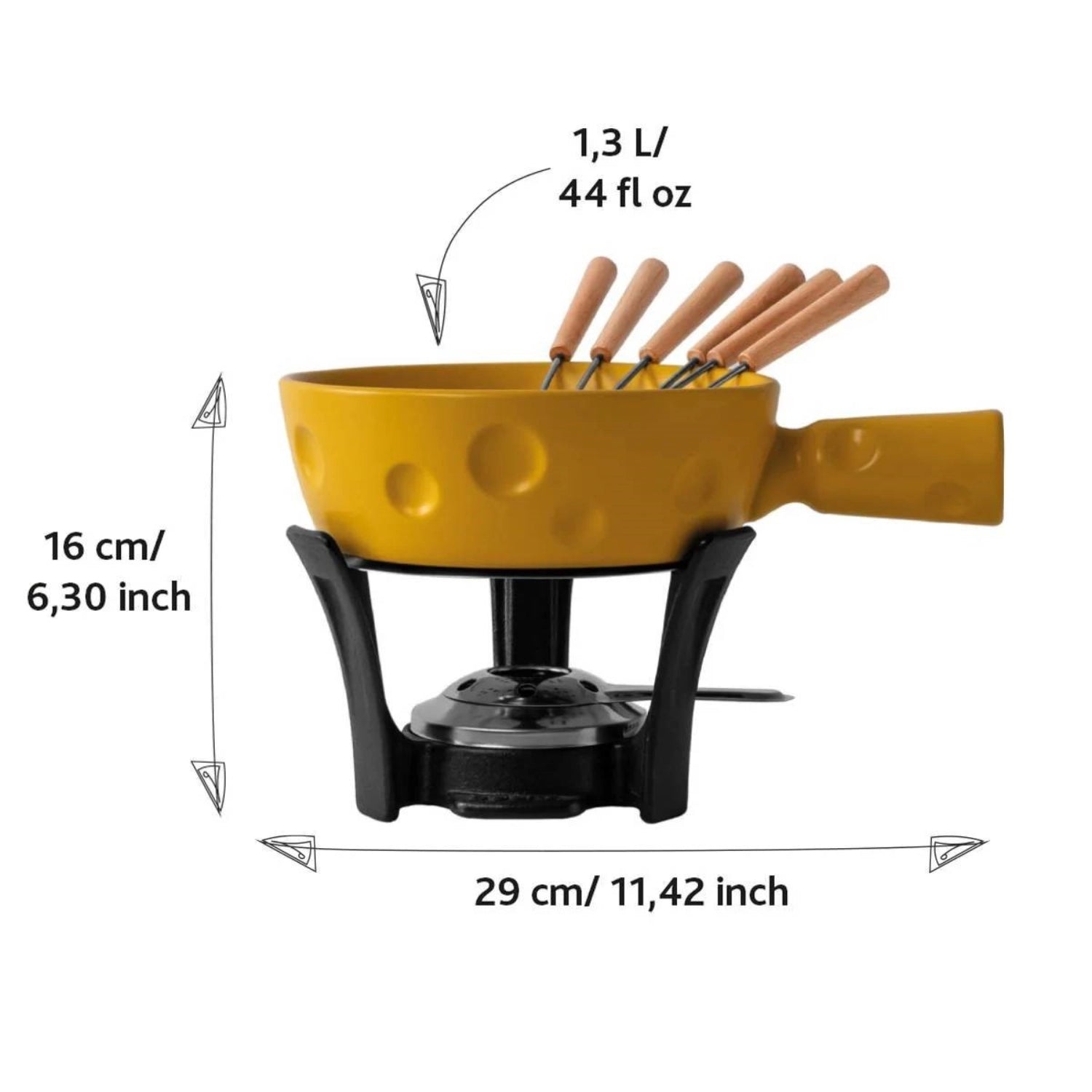 Kreatives Fondue-Set Super Cheesy 1.3lt von Boska, ideal für Käseliebhaber, vereint Funktionalität und ansprechendes Design für gesellige Abende.