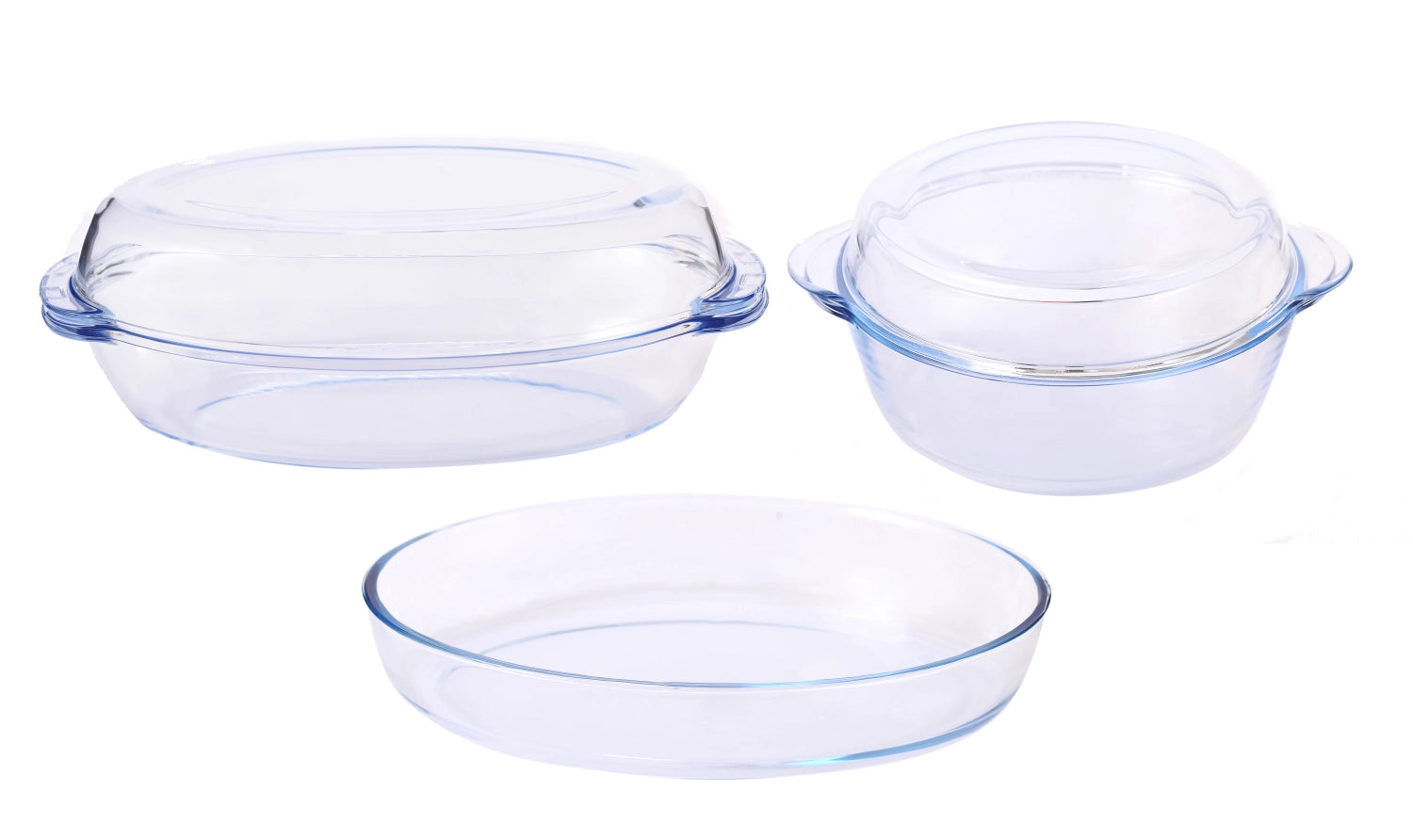 Praktisches 5er Set Ofengeschirr von Borart, ideal für Aufläufe, Braten und Gratins, in verschiedenen Größen für vielseitige Kochmöglichkeiten.