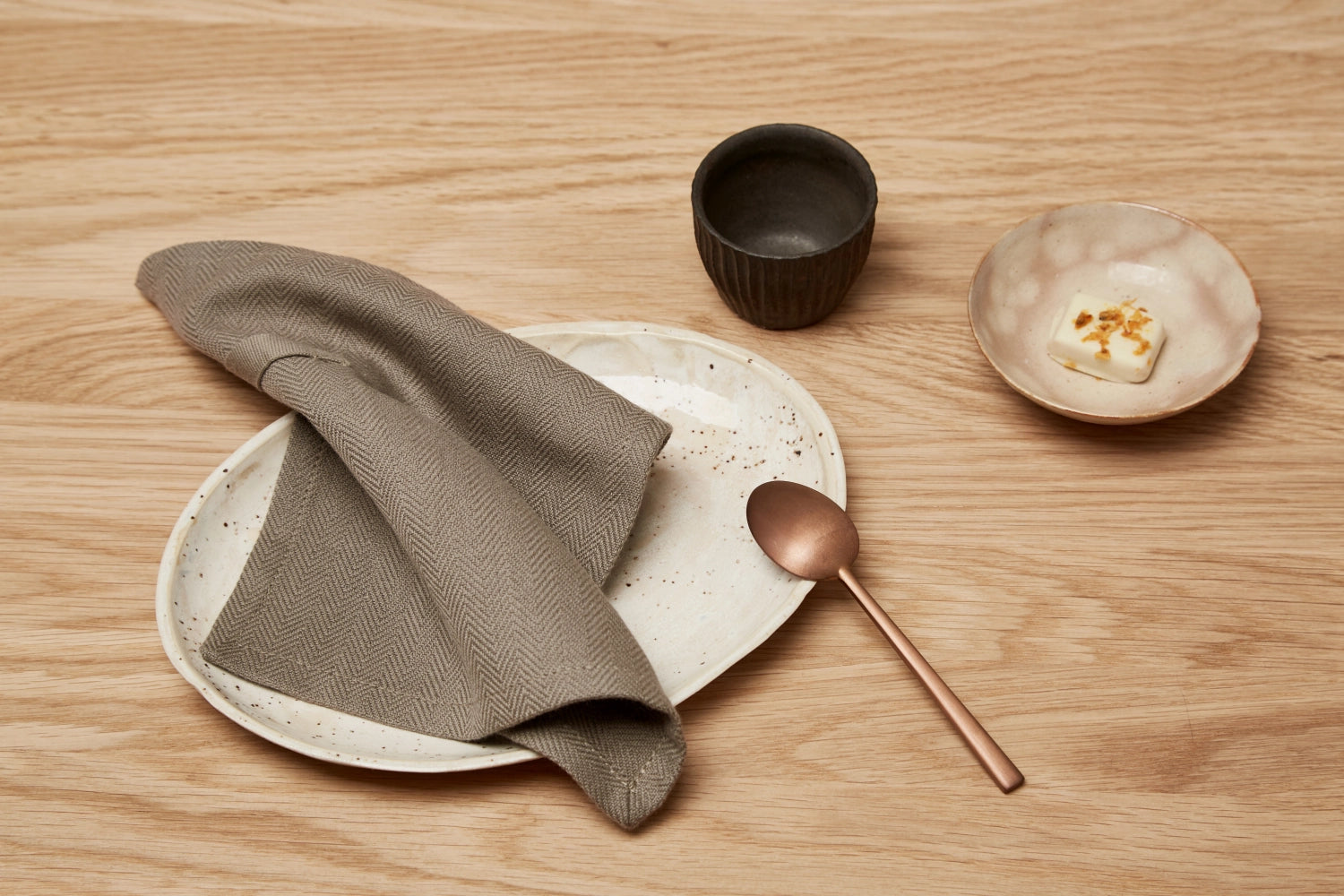 Set aus 4 Stoffservietten in clay-Farbe, 20x20 cm, aus Biobaumwolle, perfekt für den täglichen Gebrauch und umweltfreundlich von The Organic Company.