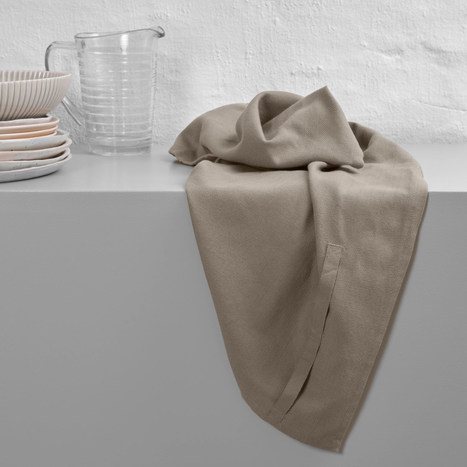 Elegantes Geschirrtuch in Clay, 53x86 cm, aus 100% Biobaumwolle von The Organic Company – ideal für umweltbewusste Haushalte.