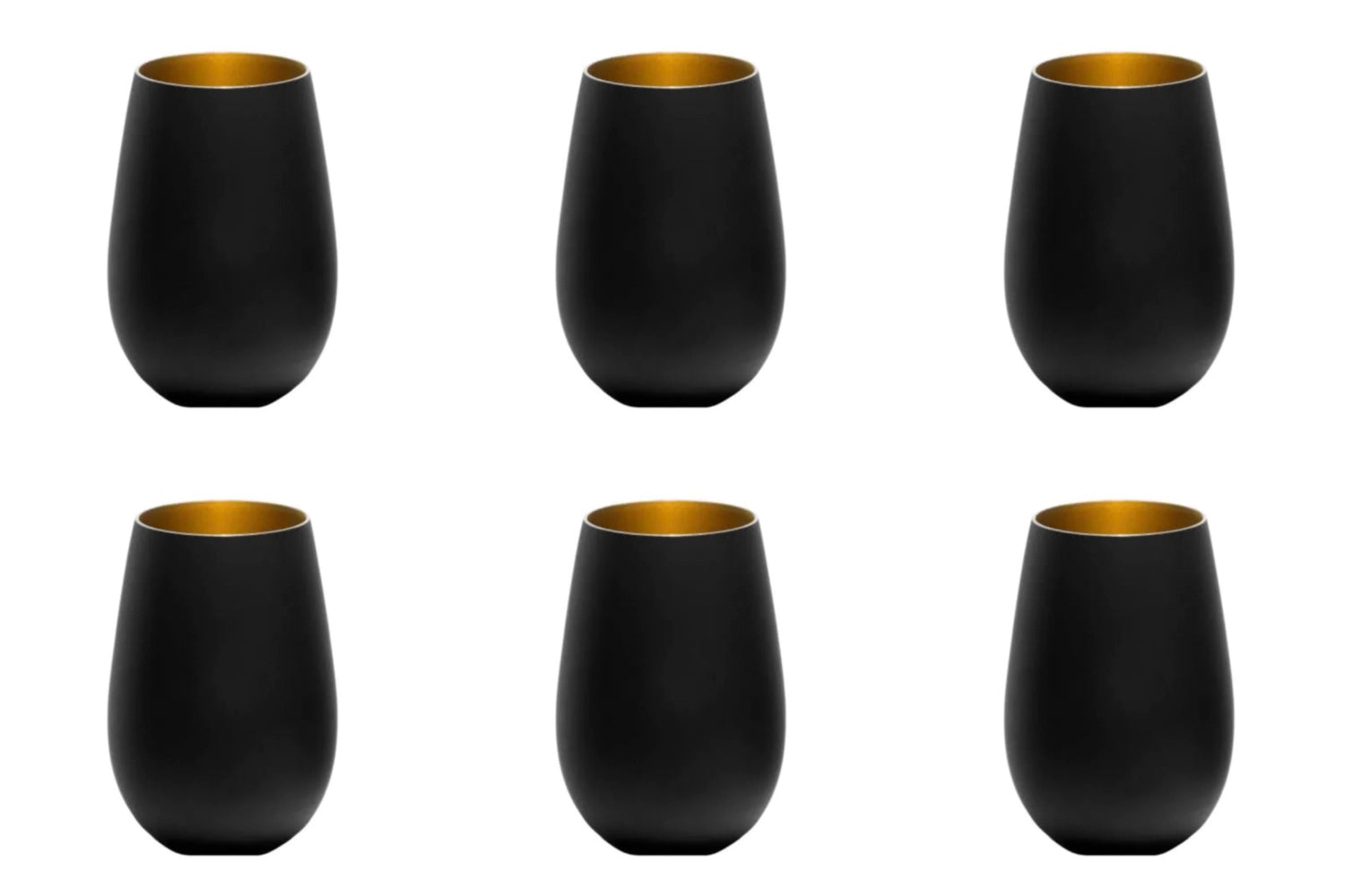 Set of 6 Elements cups 465ml black/gold