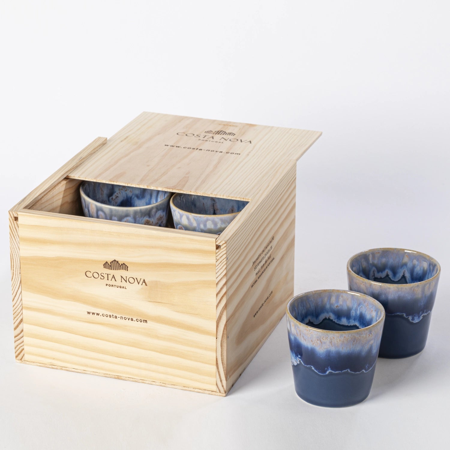 8er Set Grespresso Geschenkbox Kaffeetasse 190ml denim in Blau präsentiert im Onlineshop von KAQTU Design AG. Tasse ist von Costa Nova