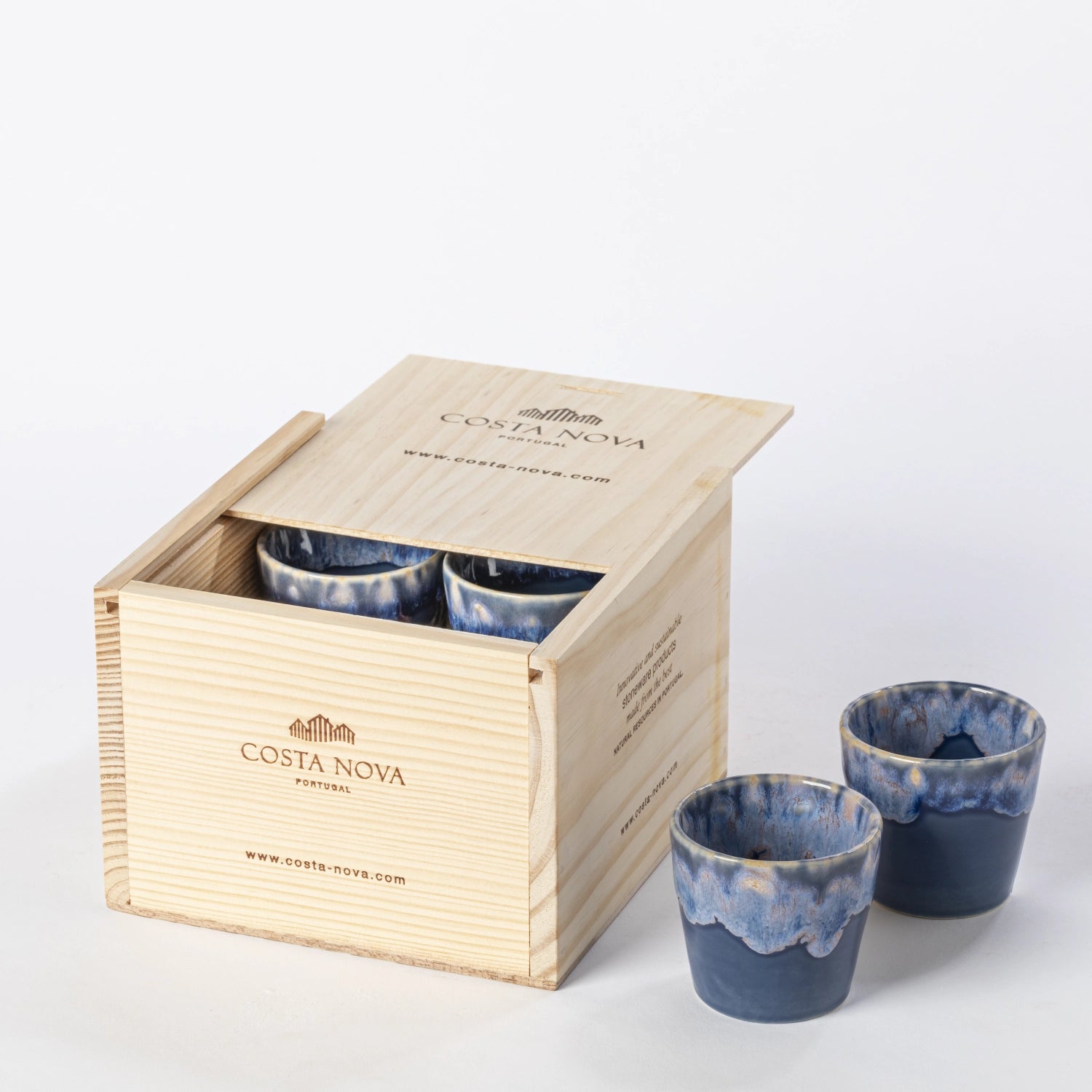 8er Set Grespresso Geschenkbox Espressotasse 70ml denim in Blau präsentiert im Onlineshop von KAQTU Design AG. Tasse ist von Costa Nova