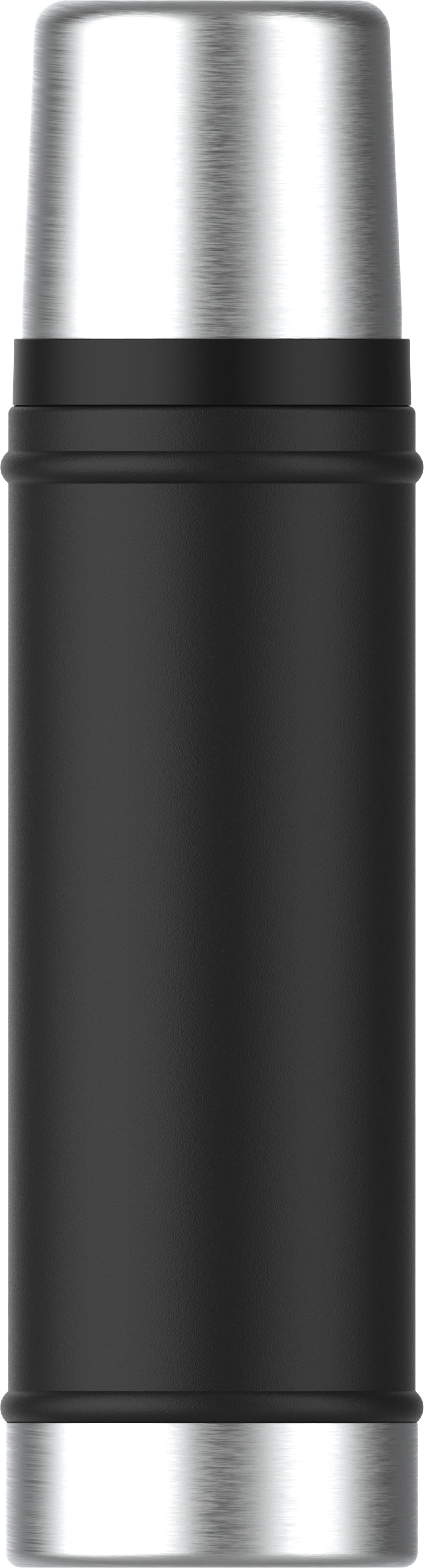 Elegante schwarze Stanley Trinkflasche 0.59l, ideal für unterwegs, mit robustem Design und praktischer Handhabung.