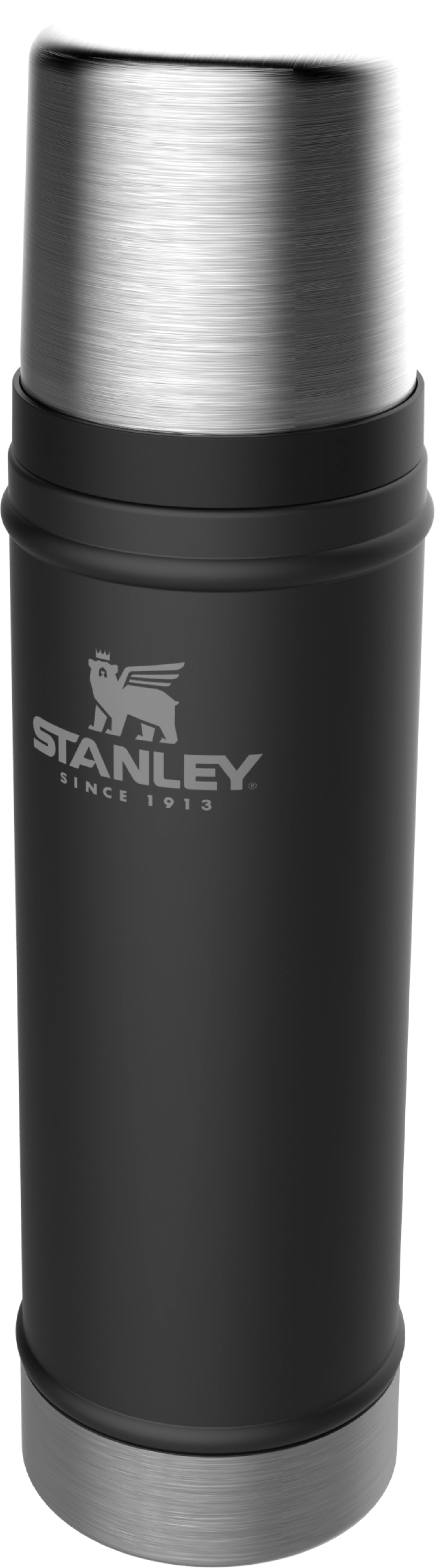 Stylische Stanley Legendary Classic Flasche 0.59l in Schwarz, perfekt für Abenteuer und Alltag, mit langlebiger Bauweise und komfortablem Tragegriff.