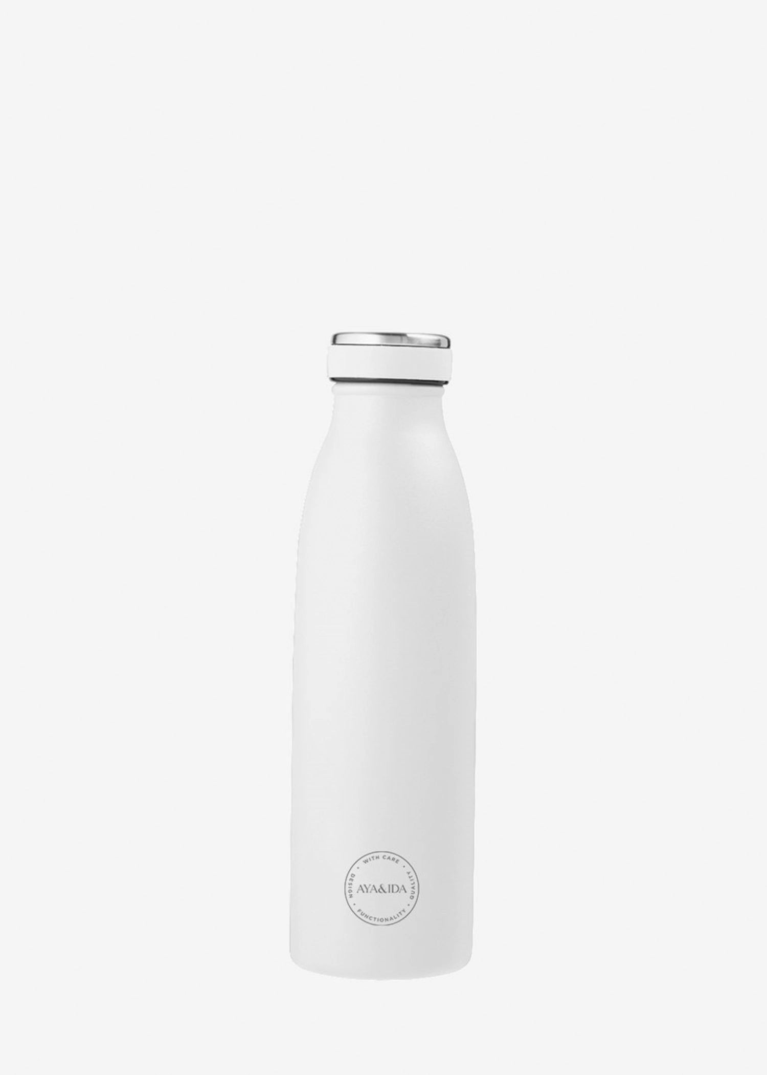 Elegante 500ml Trinkflasche in Winter White von AYA&IDA, ideal für unterwegs und umweltfreundlich. Perfekt für kalte Tage.