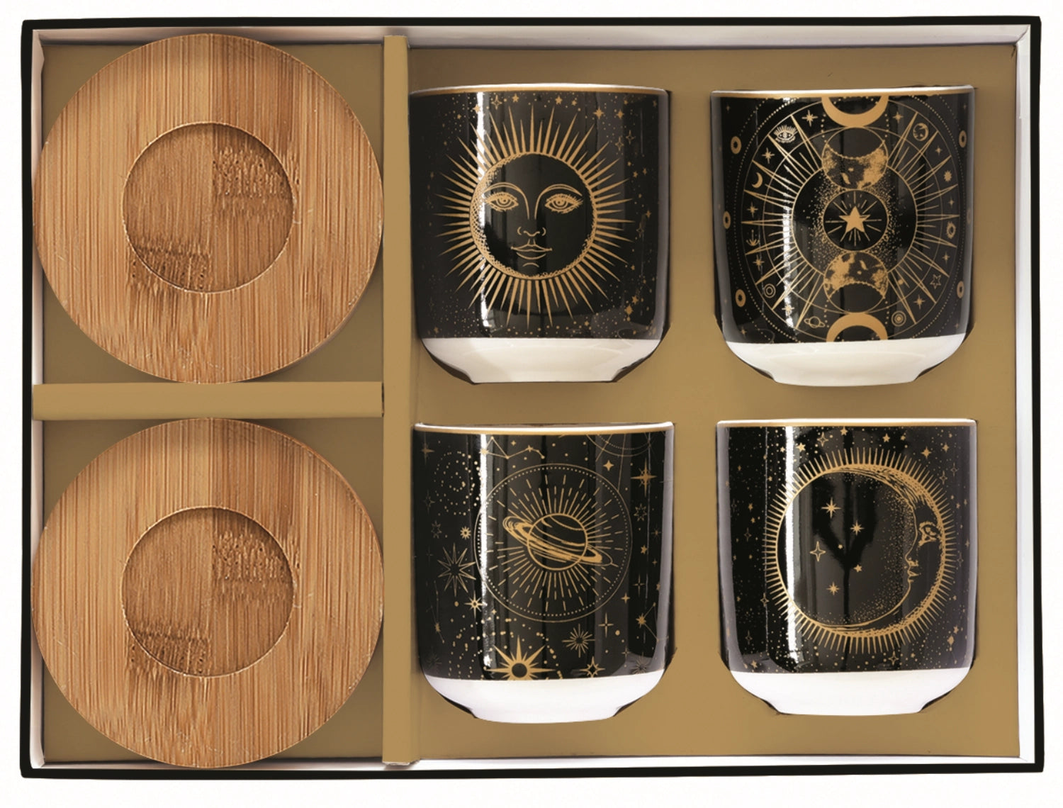 Elegantes 4er Set Celestial Espressotassen (100ml) in Schwarz von Easy Life, ideal für stilvolle Kaffeepausen und besondere Anlässe.