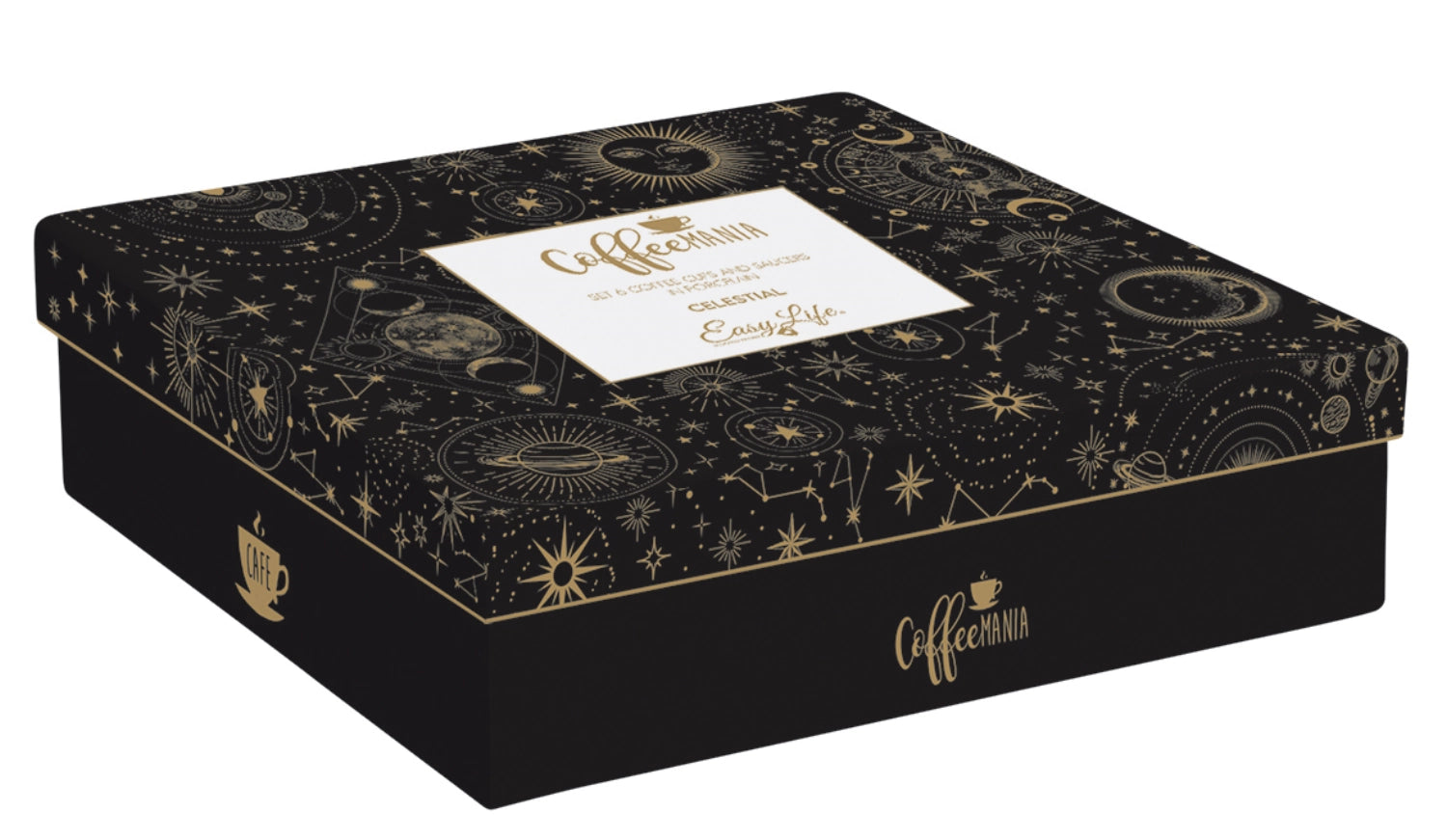 Schickes 4er Set Espressotassen (100ml) im Celestial Design von Easy Life, perfekt für Kaffeeliebhaber und besondere Momente.