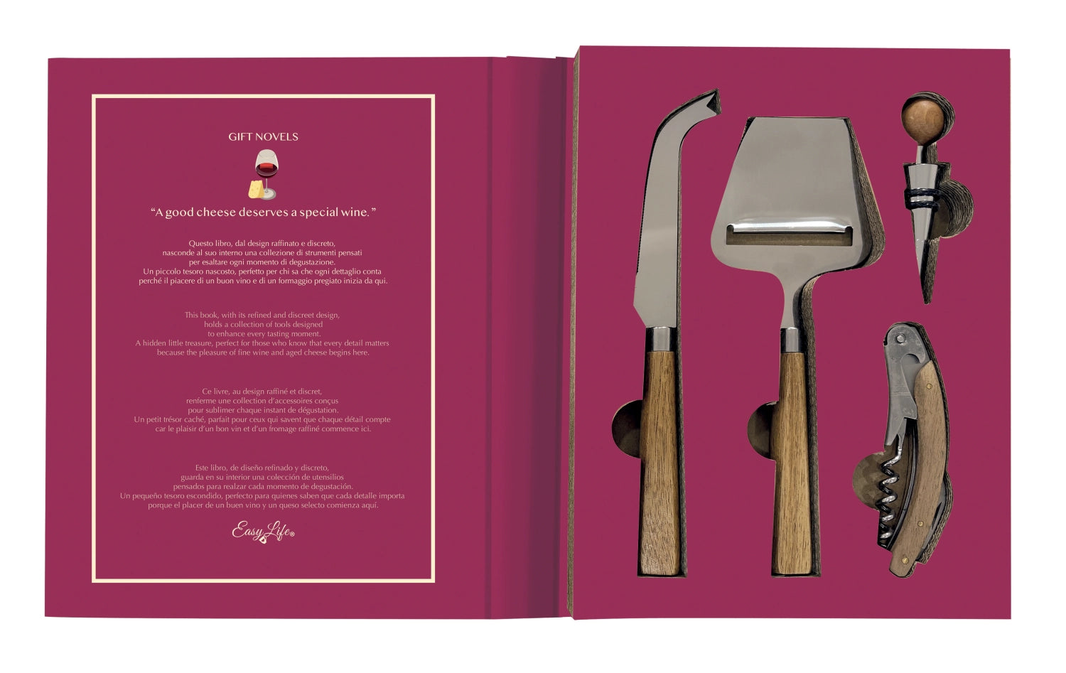 Elegantes Geschenkset für Käseliebhaber, bestehend aus hochwertigen Küchenmessern von Easy Life, ideal für stilvolles Servieren und Genießen.