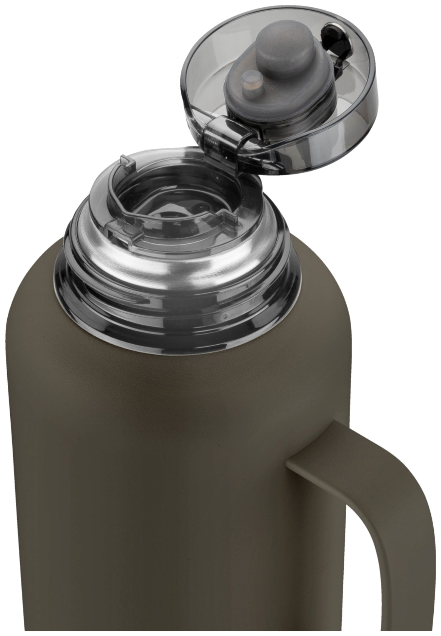 Stylische Thermokanne in Grau mit 1,2 l Volumen, perfekt für die Aufbewahrung von heißen und kalten Getränken. Ideal für jeden Anlass.