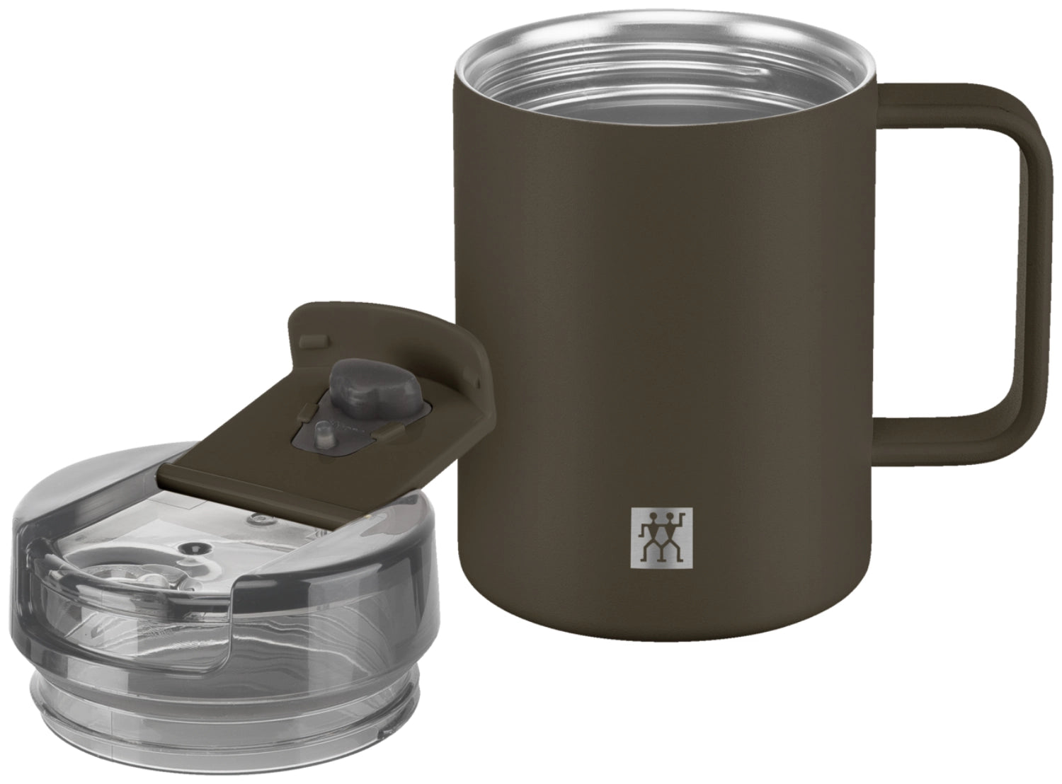Eleganter Thermobecher in Grau mit 380ml Fassungsvermögen, ideal für heiße und kalte Getränke, von Zwilling für stilvolles Trinken unterwegs.