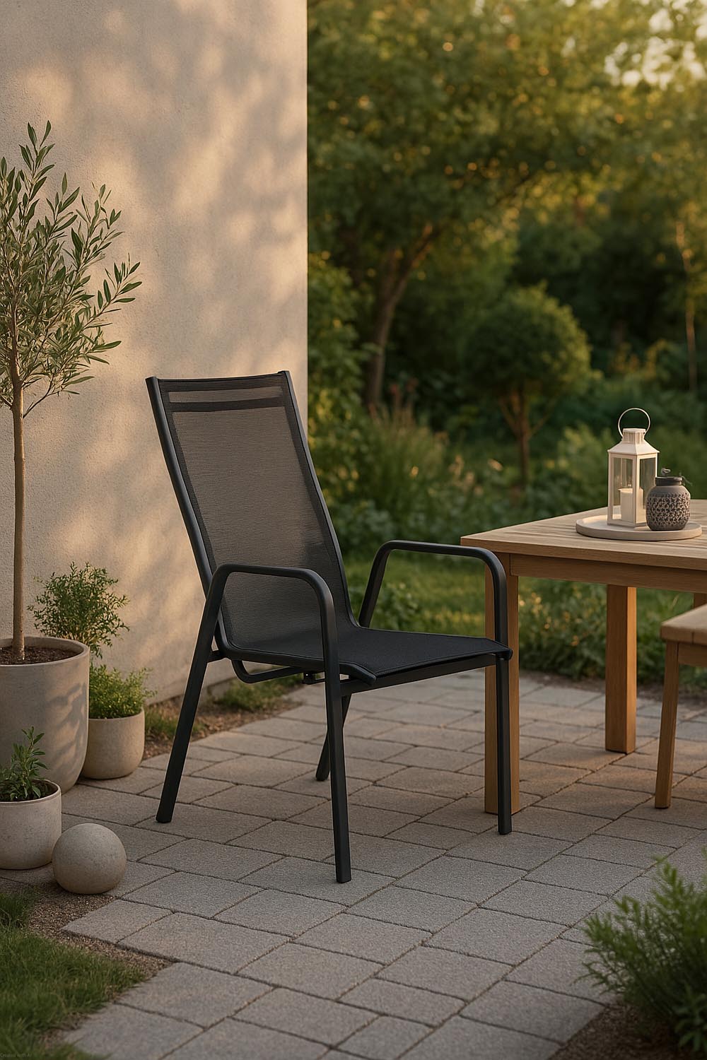 Copacabana Stuhl in Schwarz präsentiert im Onlineshop von KAQTU Design AG. Gartenstuhl mit Armlehnen ist von Venture Home