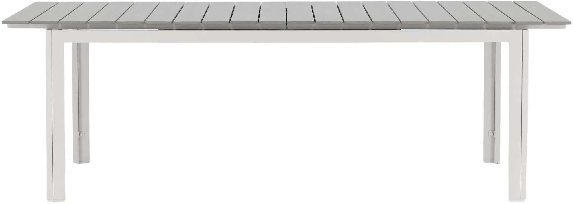 Moderner, ausziehbarer Gartentisch aus Aluminium, wetterfest und stilvoll, ideal für flexible Outdoor-Momente.