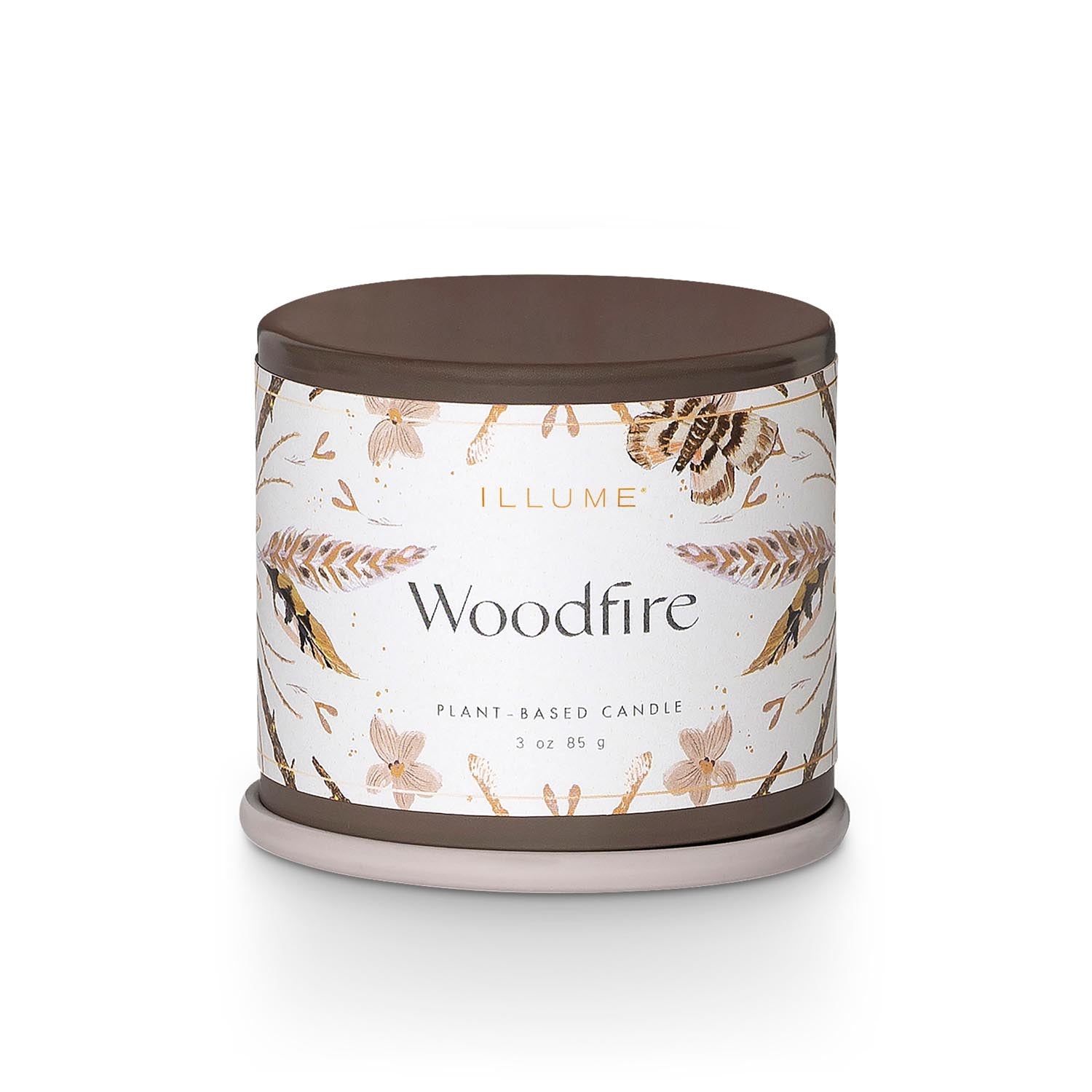 Woodfire Demi Vanity Tin Kerze, Braun, in Braun präsentiert im Onlineshop von KAQTU Design AG. Duftkerze ist von Illume