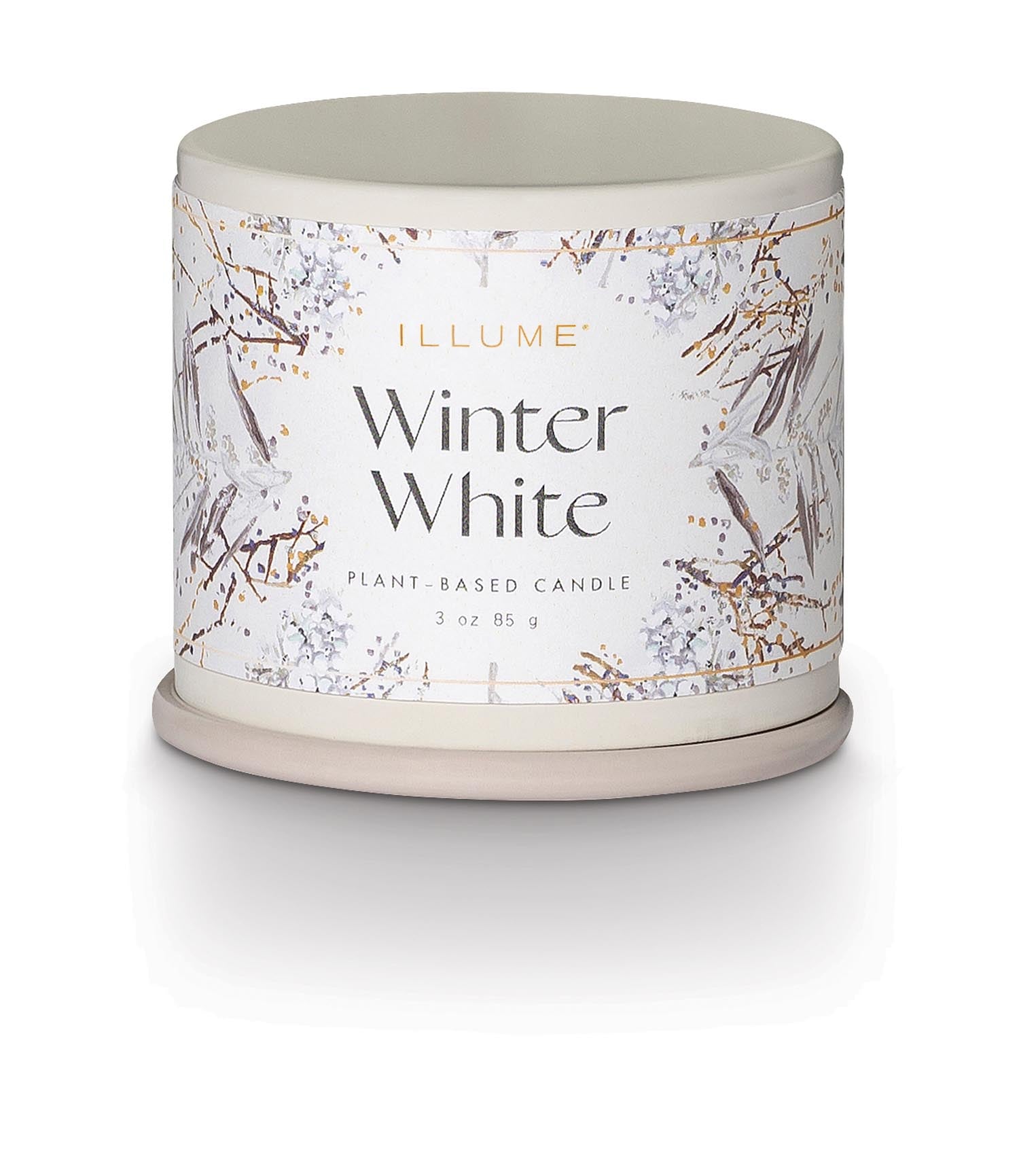 Winter White Demi Vanity Tin Kerze, Weiss, in Weiß präsentiert im Onlineshop von KAQTU Design AG. Duftkerze ist von Illume