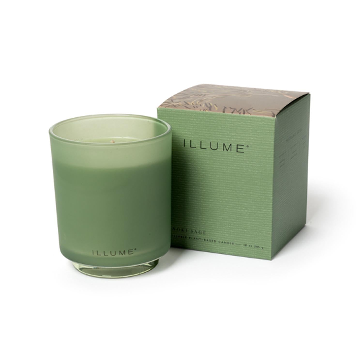Hinoki Sage Box Glass Candle, Grün, in Grün präsentiert im Onlineshop von KAQTU Design AG. Duftkerze ist von Illume