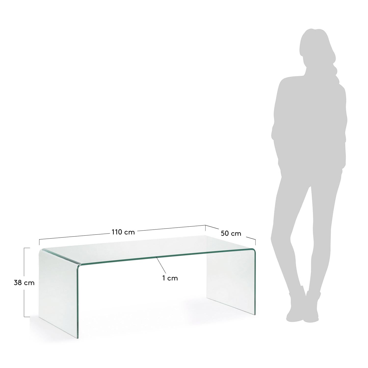 Burano Couchtisch aus Glas 110 x 50 cm in Klar präsentiert im Onlineshop von KAQTU Design AG. Beistelltisch ist von Kave Home