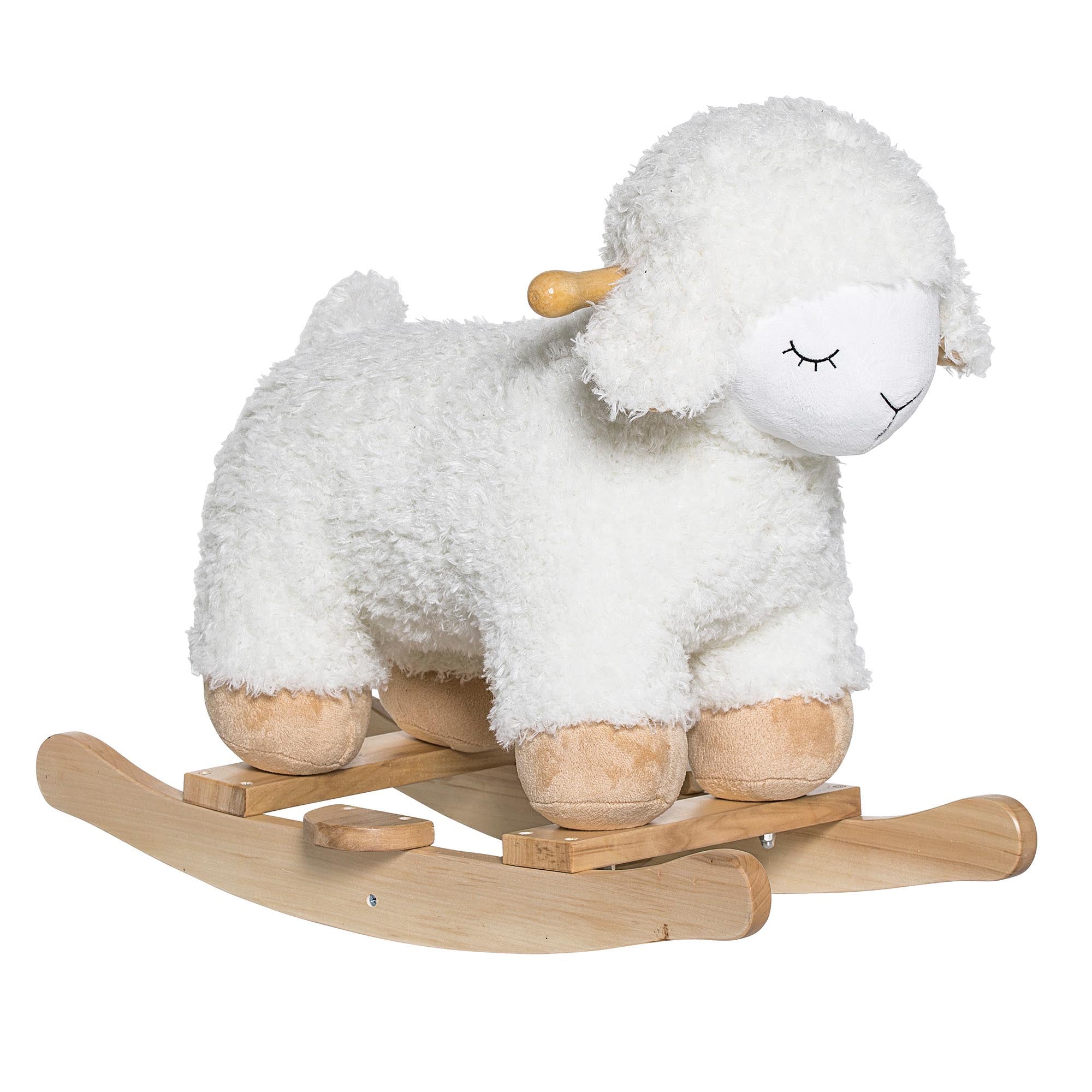 Entdecke das Laasrith Schaukelspielzeug von Bloomingville Mini – ein charmantes Schaf aus Polyester und Birkenholz, ideal für kreative Kinderzimmer!