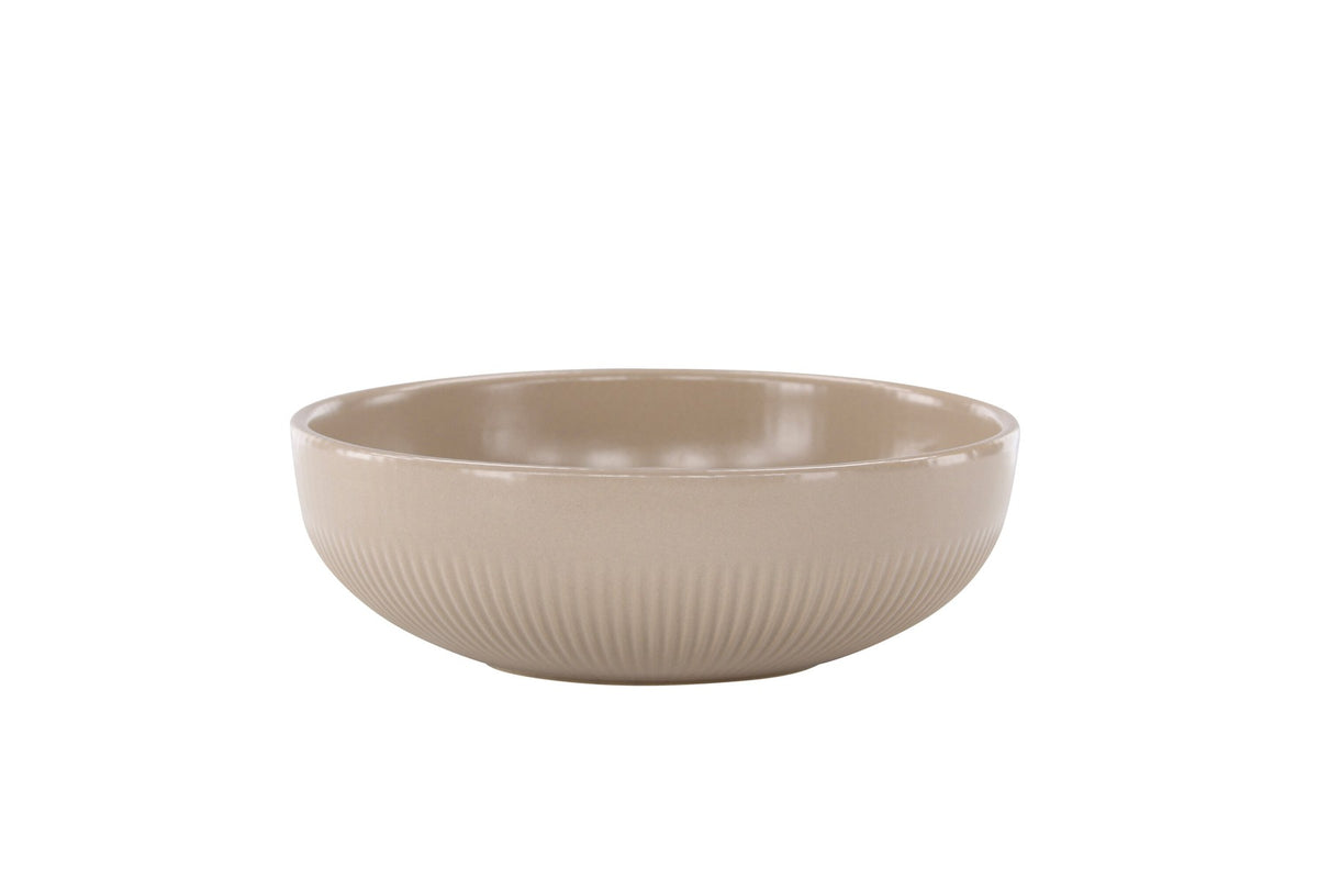 Runder Kerzenständer Posh von Venture Home aus glasiertem Steinzeug in Beige, Durchmesser 18 cm, Höhe 6 cm, schlichte Form.