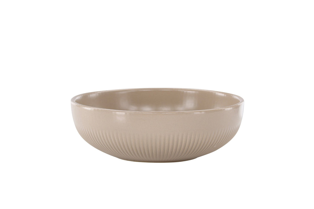 Runder Kerzenständer Posh von Venture Home aus glasiertem Steinzeug in Beige, Durchmesser 18 cm, Höhe 6 cm, schlichte Form.