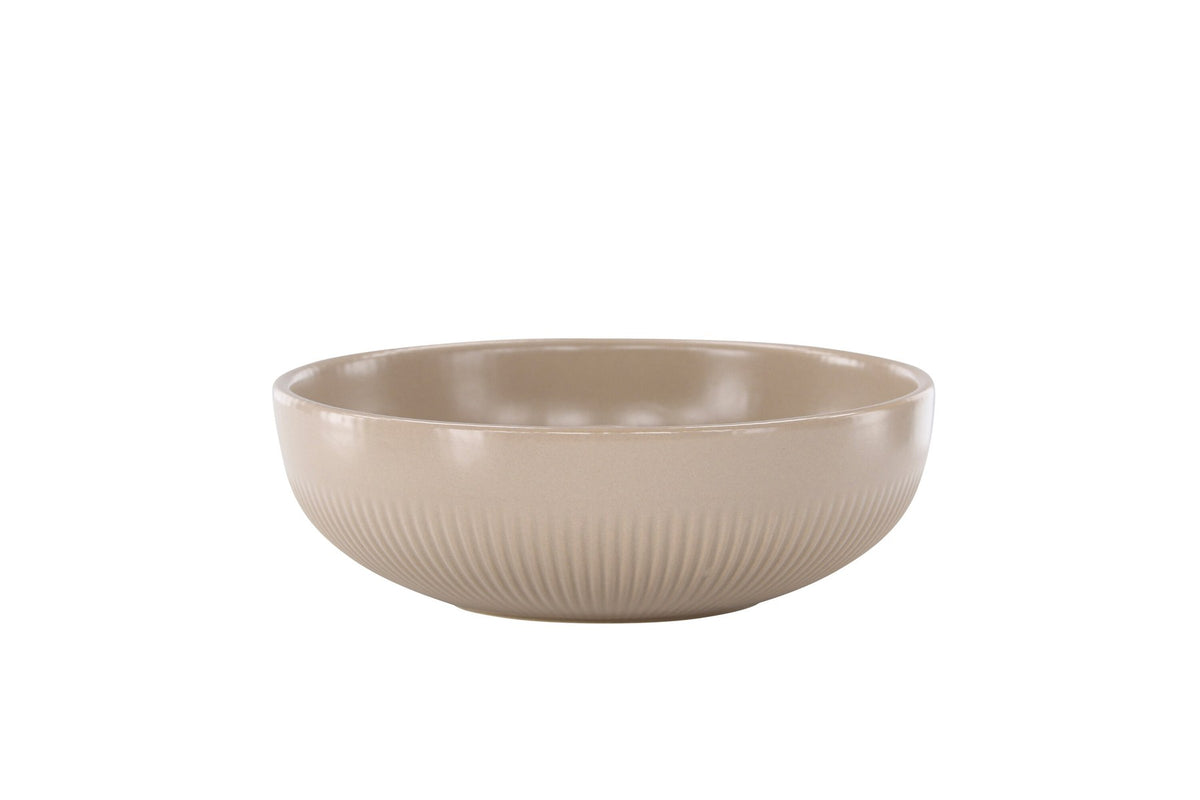 Runder Kerzenständer Posh von Venture Home aus glasiertem Steinzeug in Beige, Durchmesser 18 cm, Höhe 6 cm, schlichte Form.