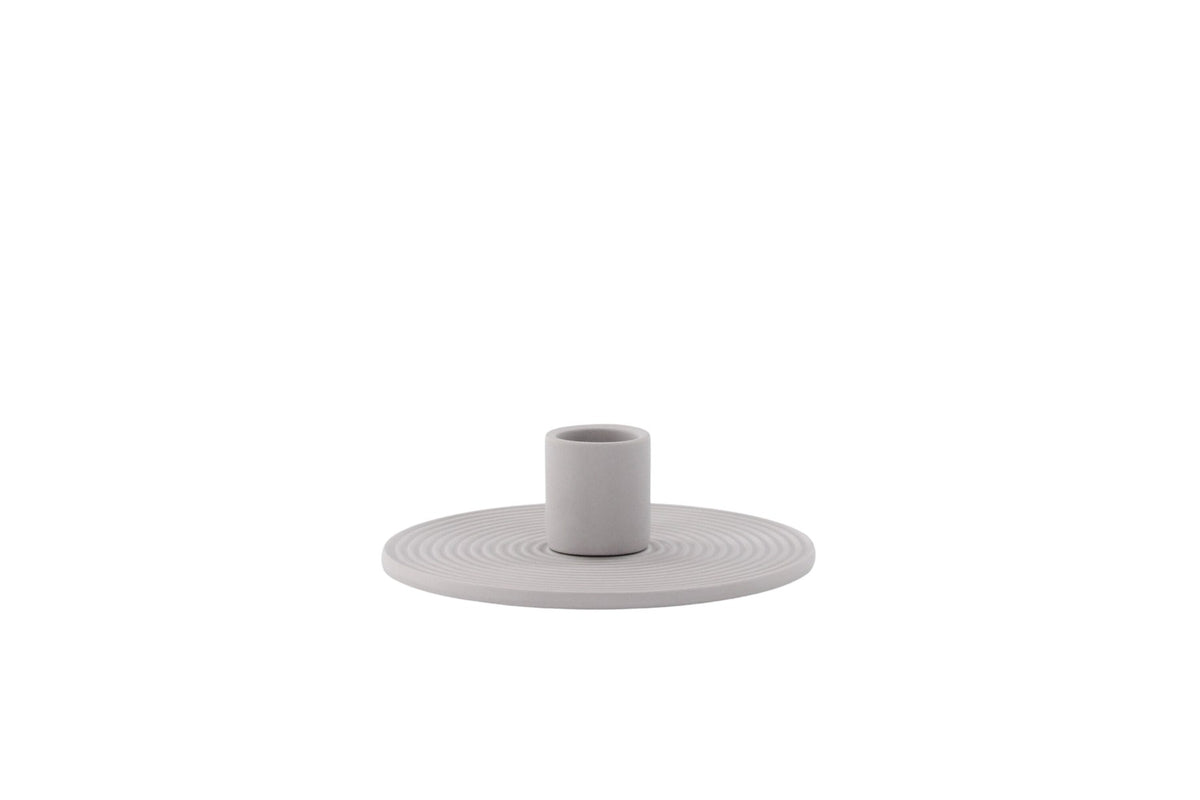 Ovaler Kerzenständer Dian aus grauem Ton, Venture Home, mit Platz für drei Kerzen, in kompakter Grösse D:12cm x H:4cm.