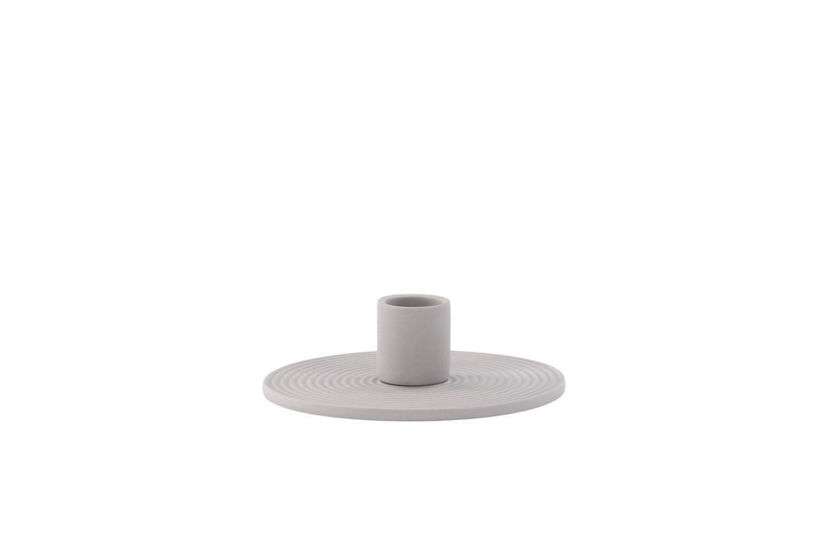 Ovaler Kerzenständer Dian aus grauem Ton, Venture Home, mit Platz für drei Kerzen, in kompakter Grösse D:12cm x H:4cm.