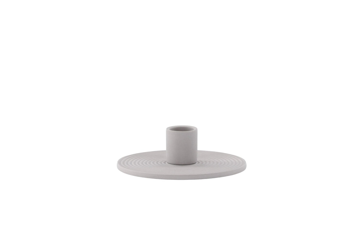 Ovaler Kerzenständer Dian aus grauem Ton, Venture Home, mit Platz für drei Kerzen, in kompakter Grösse D:12cm x H:4cm.