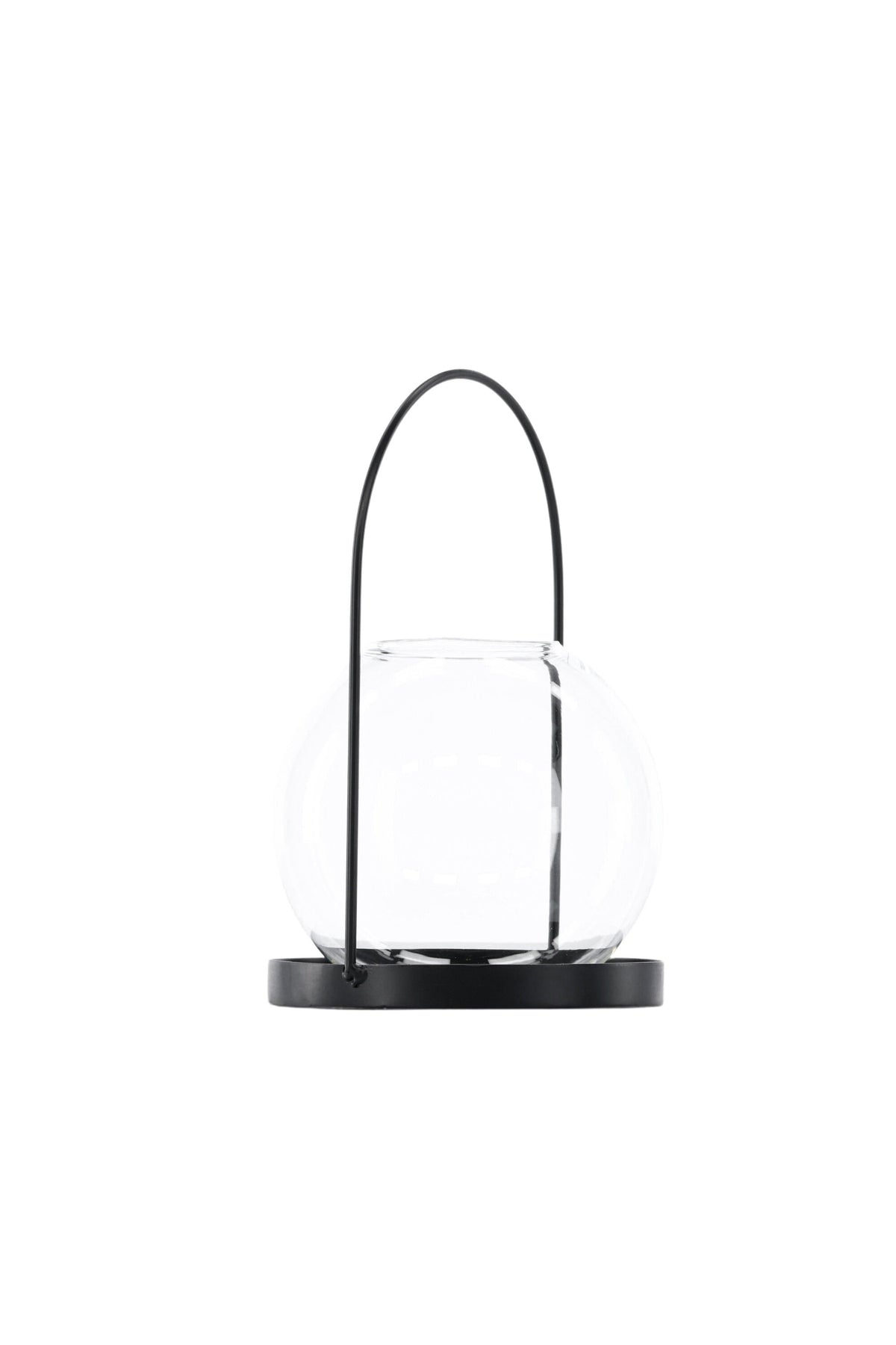 Teelichthalter Flora aus Glas in Schwarz und Klar, rund geformt, Grösse D 22 cm x H 14 cm, Marke Venture Home.