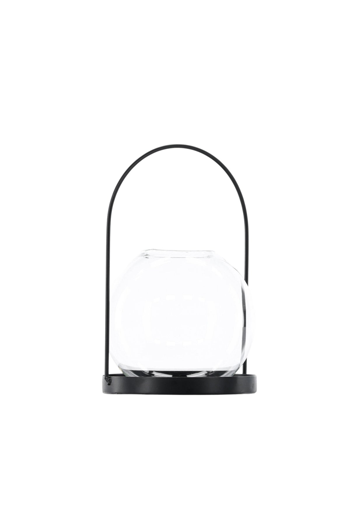 Teelichthalter Flora aus Glas in Schwarz und Klar, rund geformt, Grösse D 22 cm x H 14 cm, Marke Venture Home.