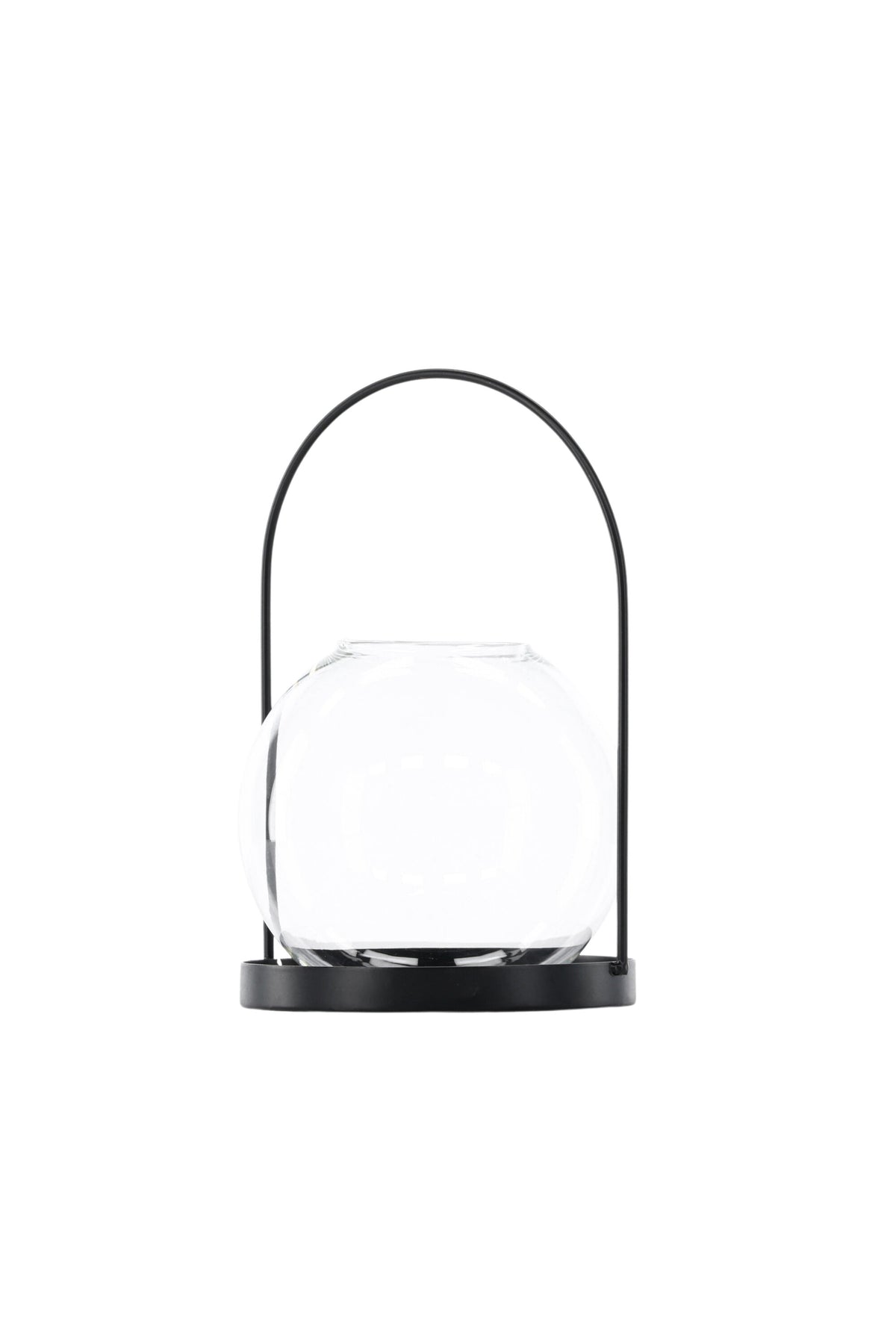 Teelichthalter Flora aus Glas in Schwarz und Klar, rund geformt, Grösse D 22 cm x H 14 cm, Marke Venture Home.