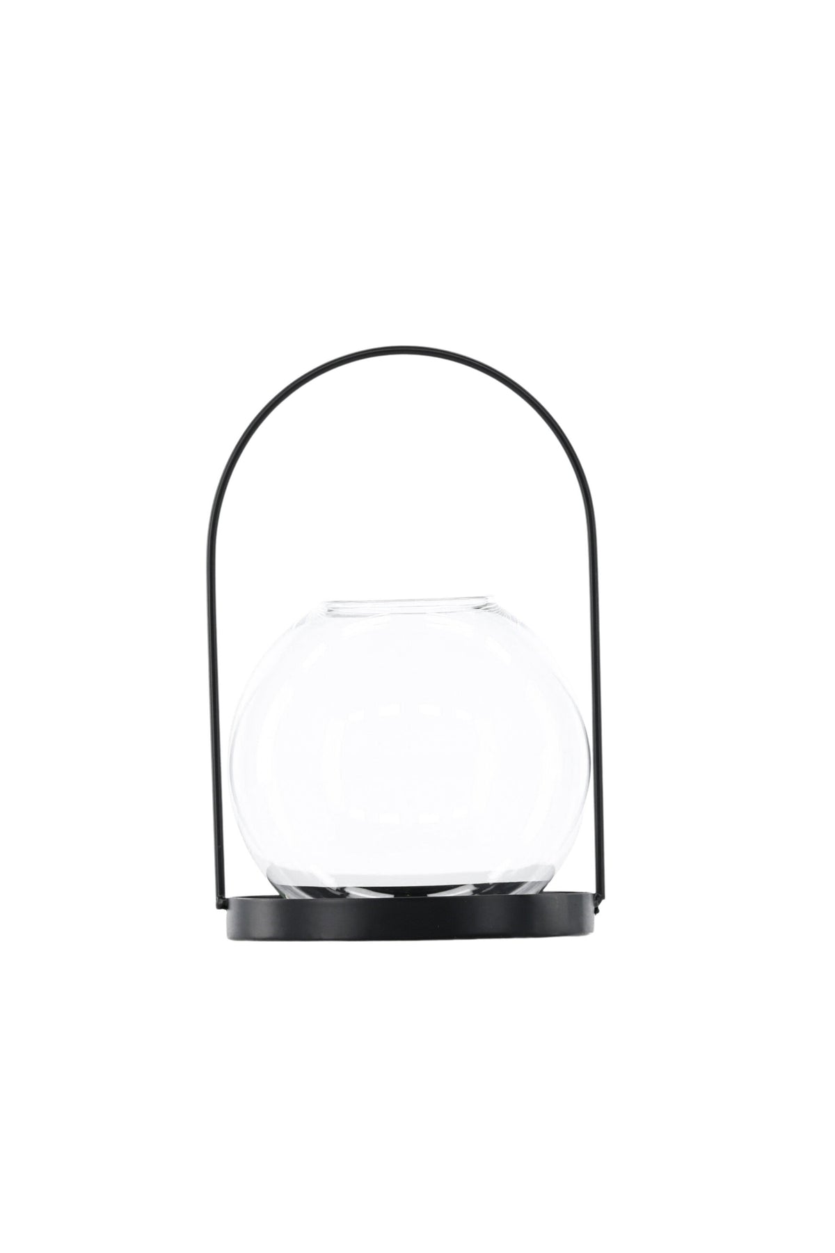 Teelichthalter Flora aus Glas in Schwarz und Klar, rund geformt, Grösse D 22 cm x H 14 cm, Marke Venture Home.