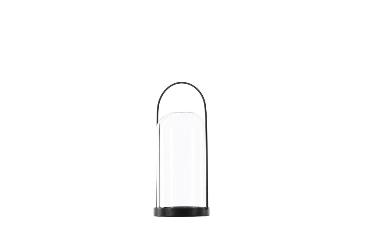 Teelichthalter Flora aus Glas in Schwarz und Klar, rund geformt, Grösse D 22 cm x H 14 cm, Marke Venture Home.