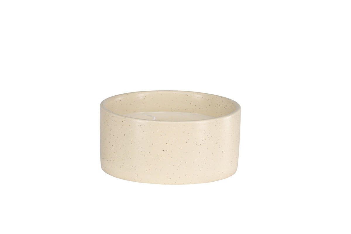 Runde Duftkerze aus braunem Keramikgefäss, Durchmesser 13 cm, Höhe 6 cm, von Venture Home aus der Serie Douglas.