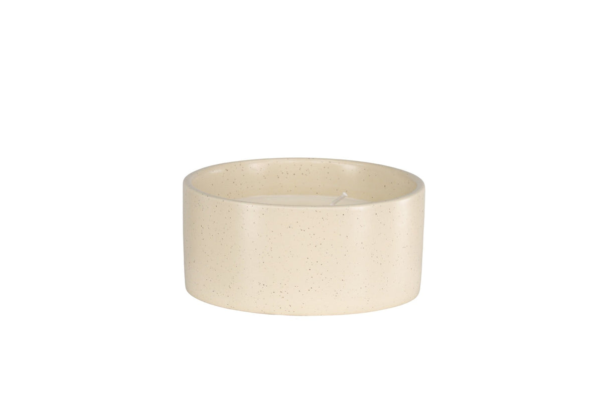 Runde Duftkerze aus braunem Keramikgefäss, Durchmesser 13 cm, Höhe 6 cm, von Venture Home aus der Serie Douglas.