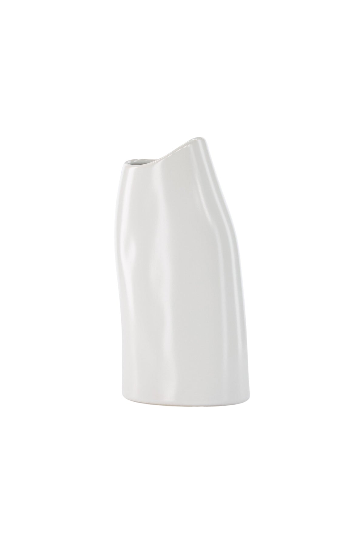 Beige Steinzeug-Vase Ernst mit schwarzen Punkten und glasierter Oberfläche, schlanke Form, Höhe 23 cm.