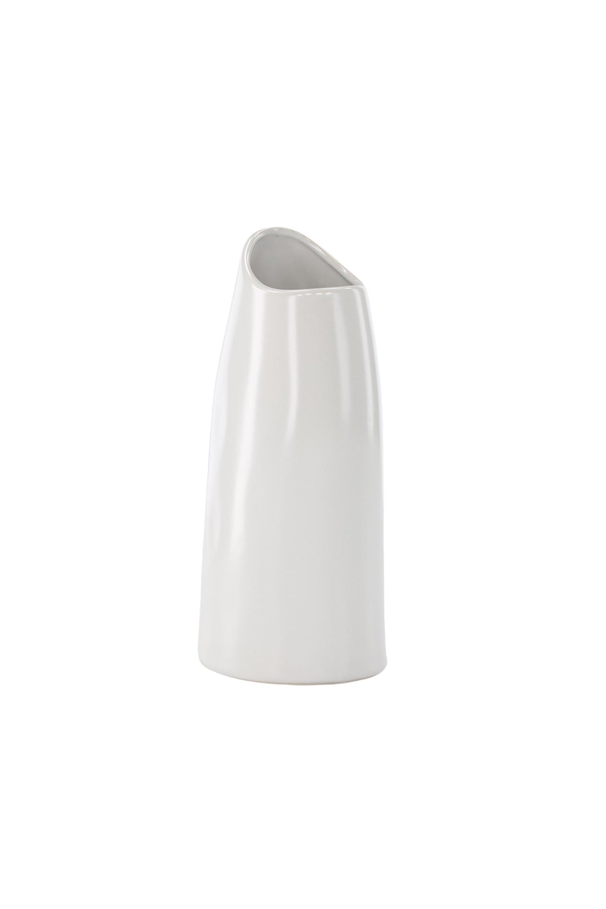Beige Steinzeug-Vase Ernst mit schwarzen Punkten und glasierter Oberfläche, schlanke Form, Höhe 23 cm.