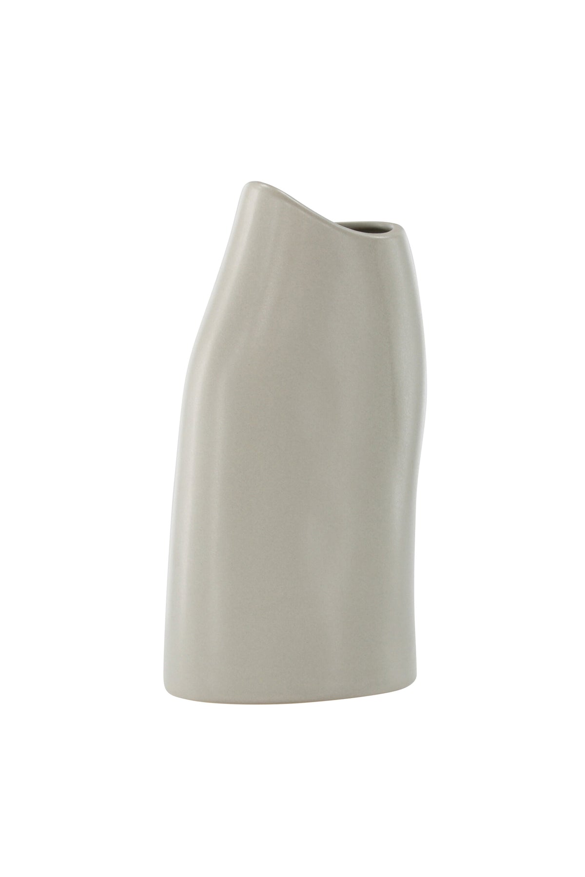 Beige Steinzeug-Vase Ernst mit schwarzen Punkten und glasierter Oberfläche, schlanke Form, Höhe 23 cm.