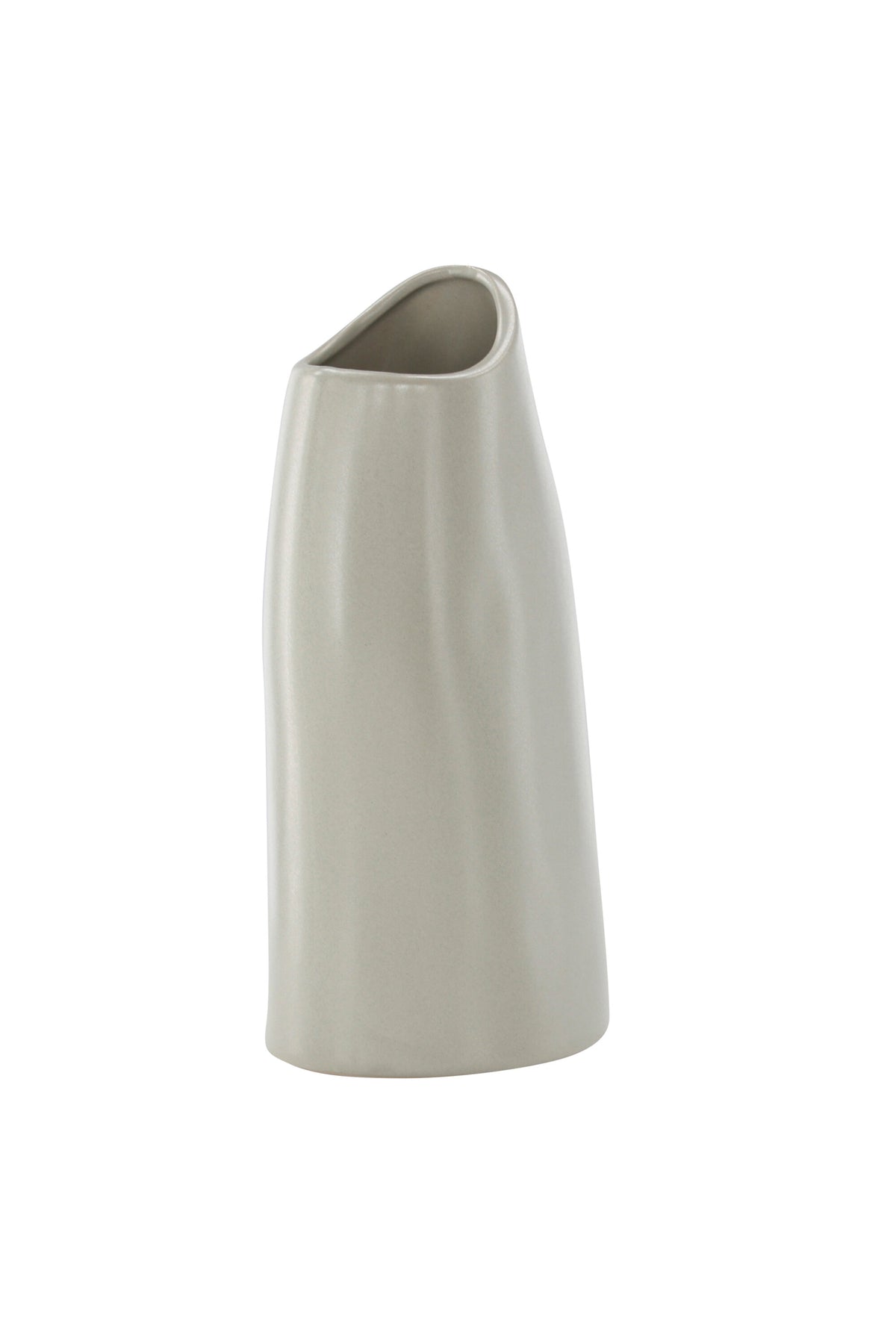 Beige Steinzeug-Vase Ernst mit schwarzen Punkten und glasierter Oberfläche, schlanke Form, Höhe 23 cm.