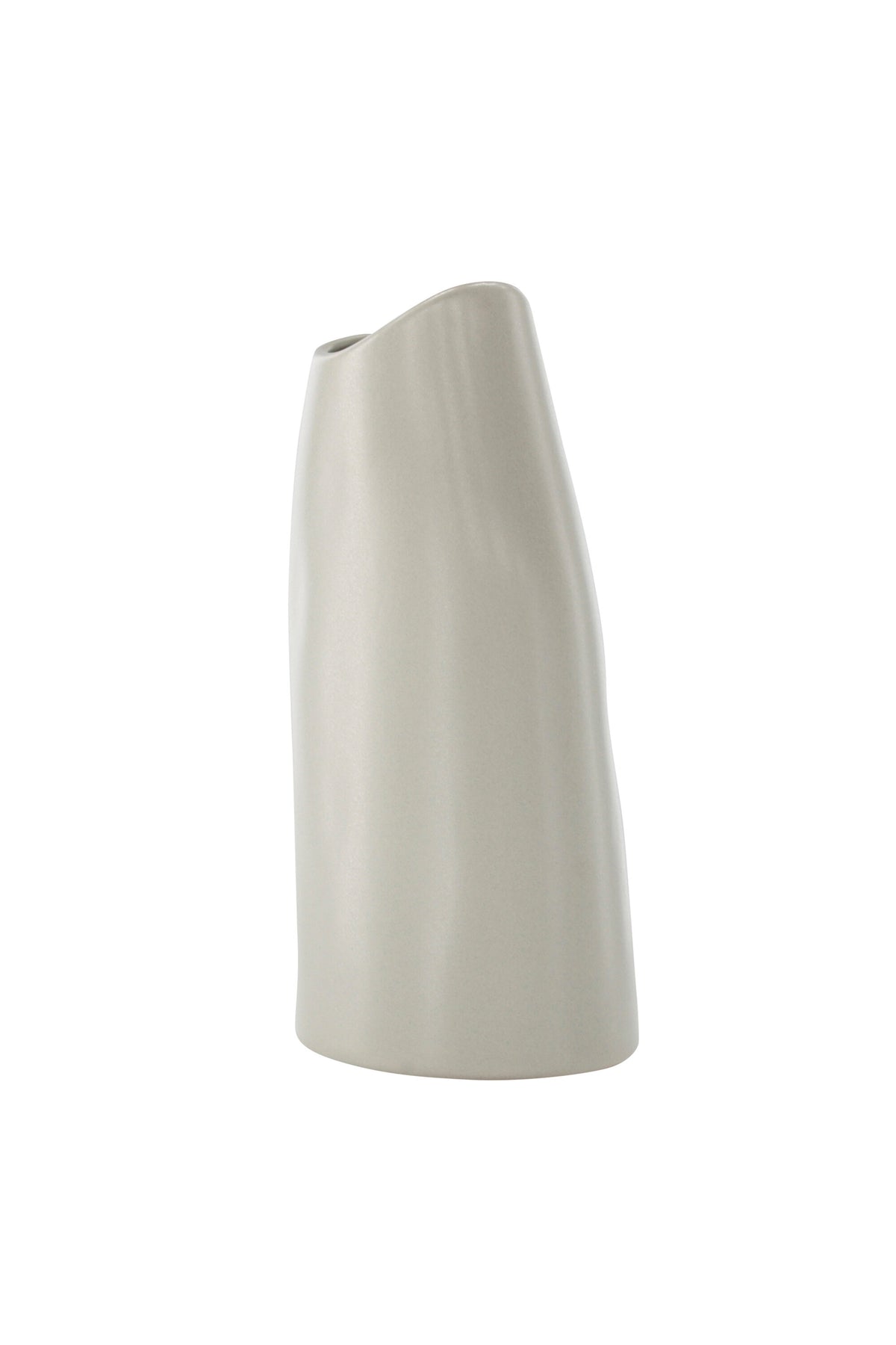 Beige Steinzeug-Vase Ernst mit schwarzen Punkten und glasierter Oberfläche, schlanke Form, Höhe 23 cm.